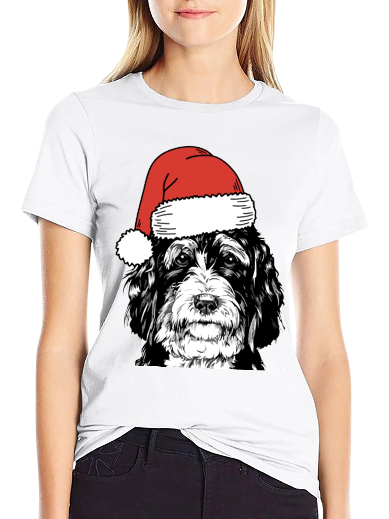 Christmas Dog Santa Hat T-Shirt