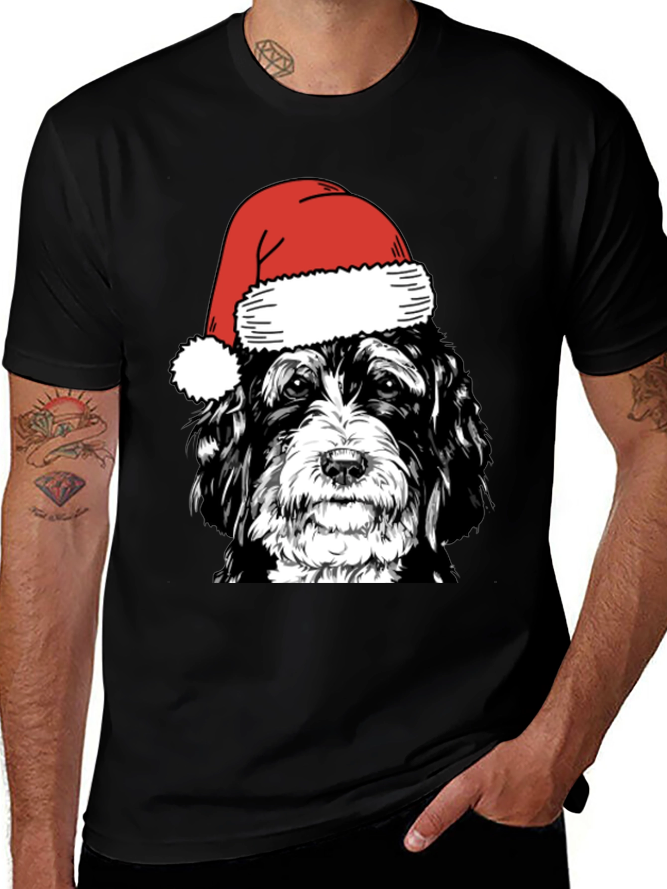Christmas Dog Santa Hat T-Shirt