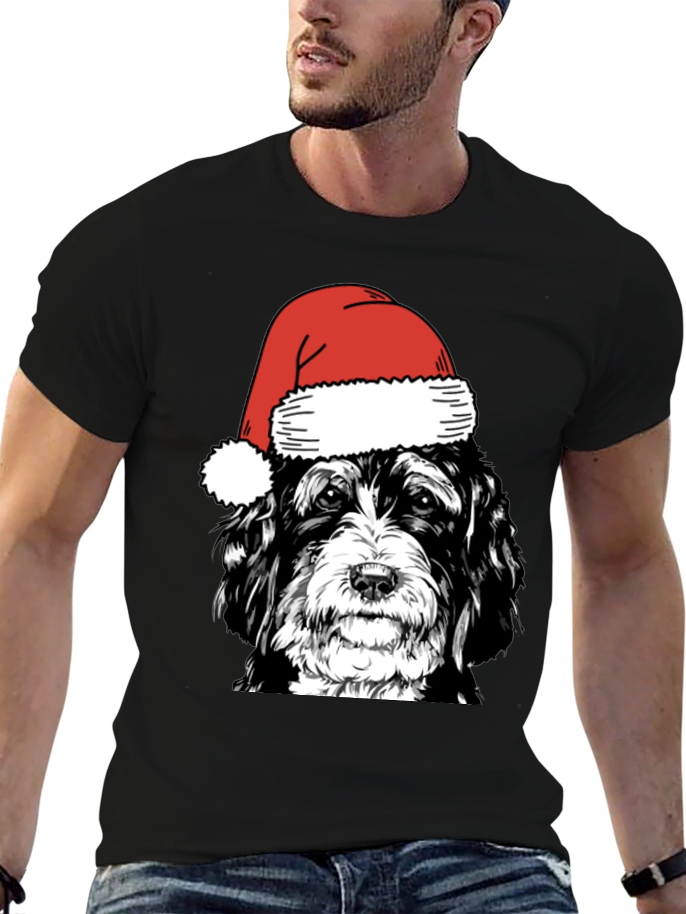 Christmas Dog Santa Hat T-Shirt