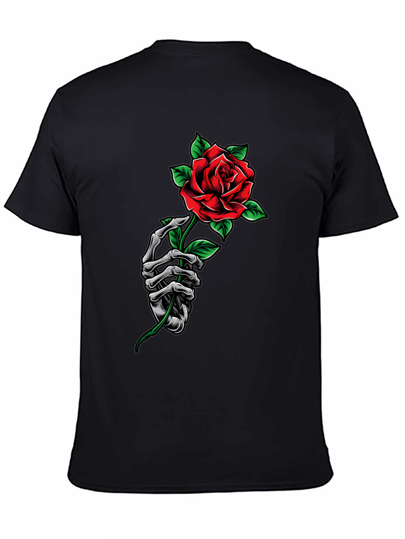 Rose Skeleton Hand Graphic Tee - Dark Aesthetic