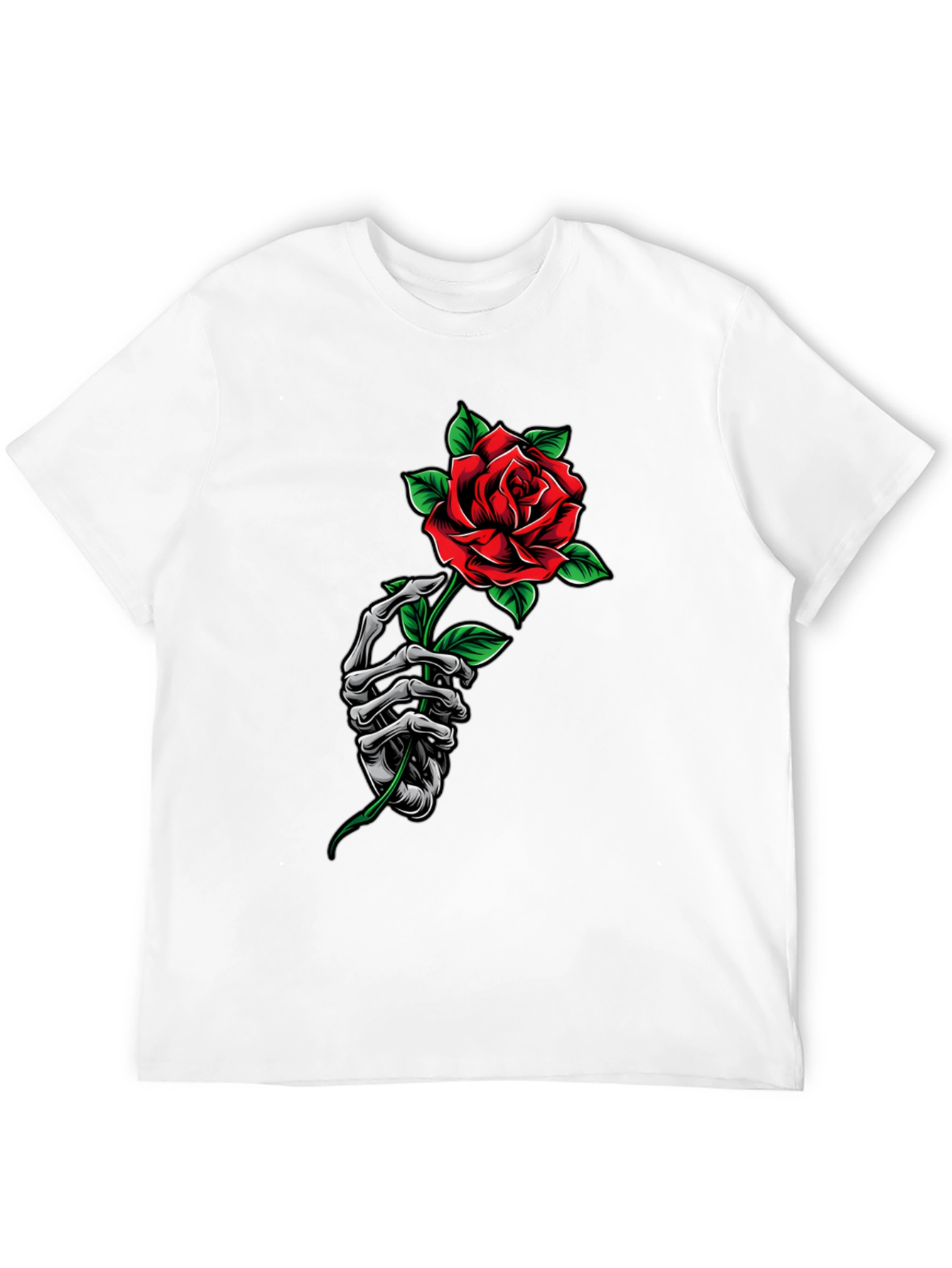 Rose Skeleton Hand Graphic Tee - Dark Aesthetic