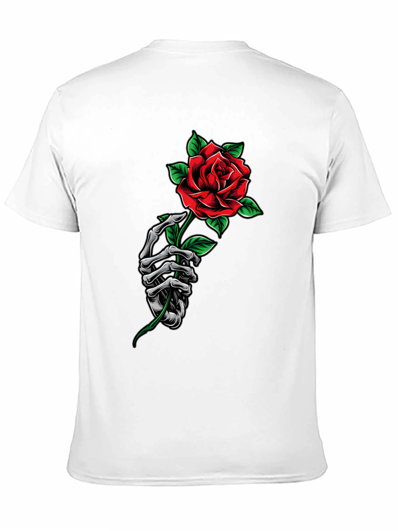Rose Skeleton Hand Graphic Tee - Dark Aesthetic