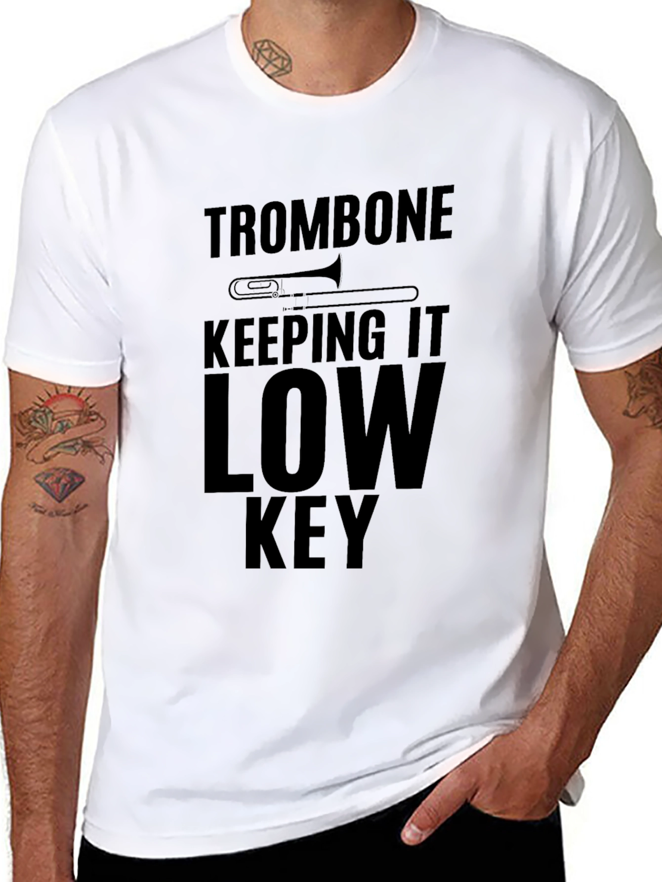Trombone Low Key Graphic Tee - Music Lover Shirt