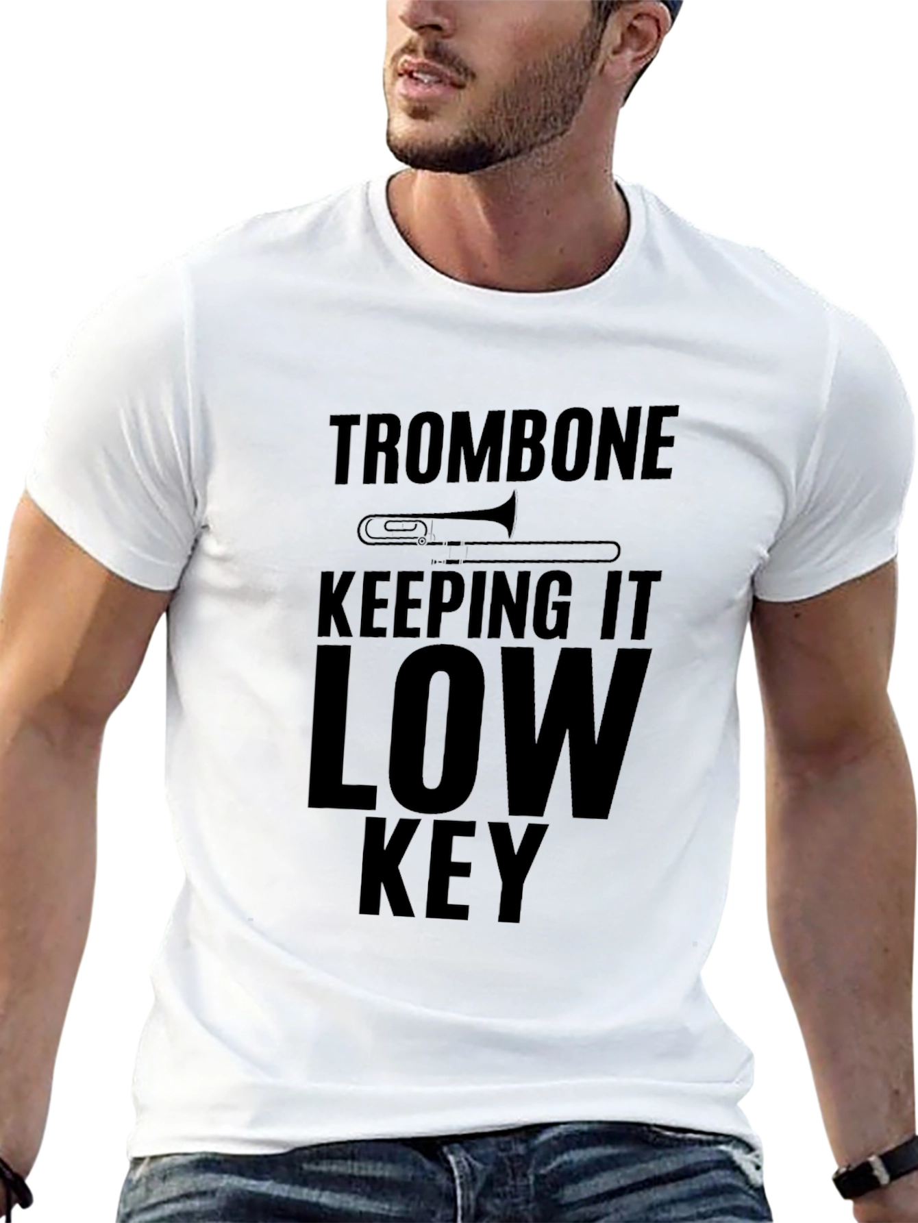 Trombone Low Key Graphic Tee - Music Lover Shirt