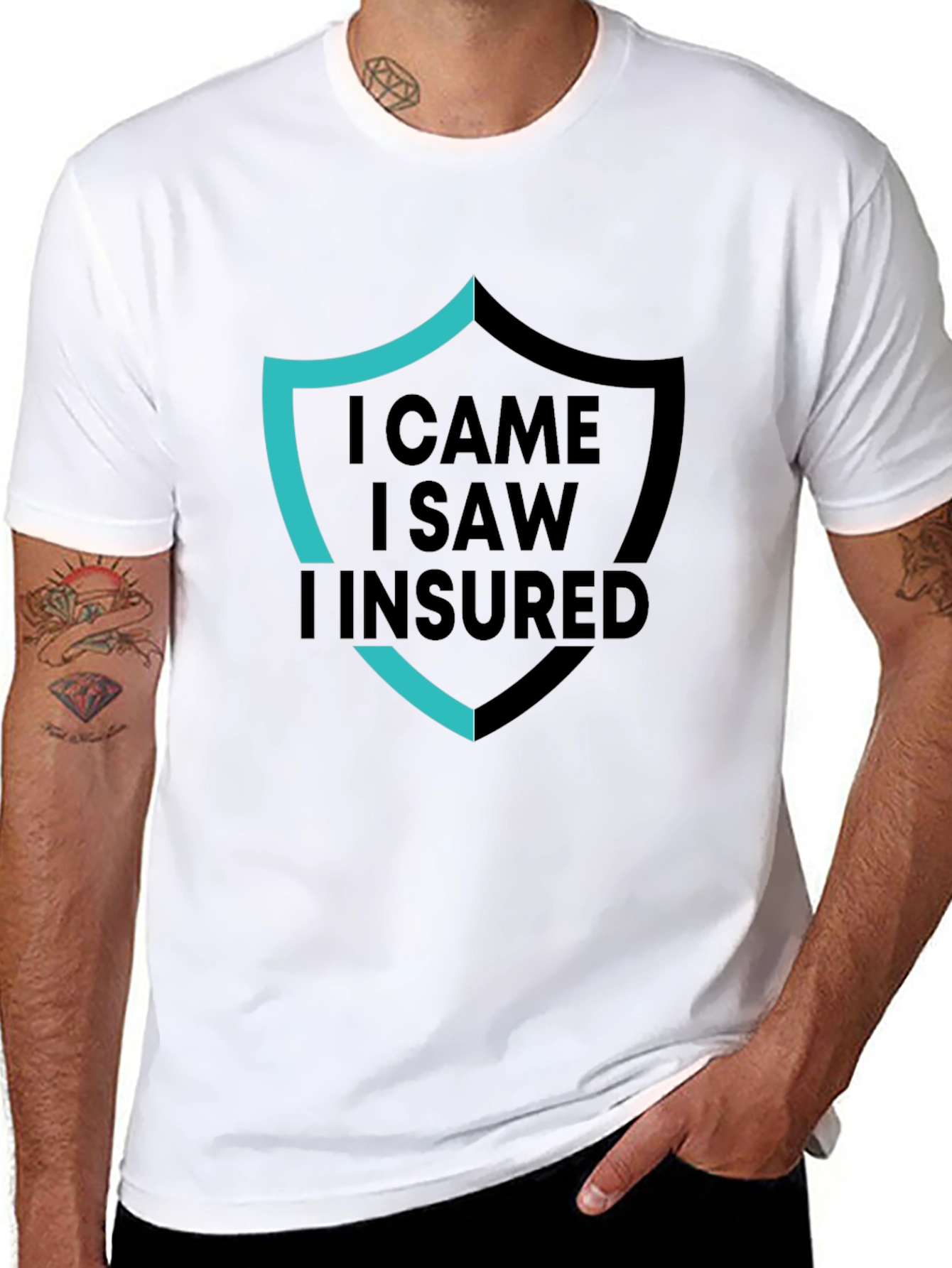 I Came I Saw I Insured Black Graphic T-Shirt