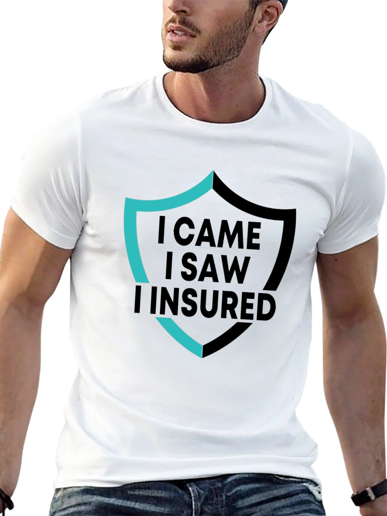 I Came I Saw I Insured Black Graphic T-Shirt