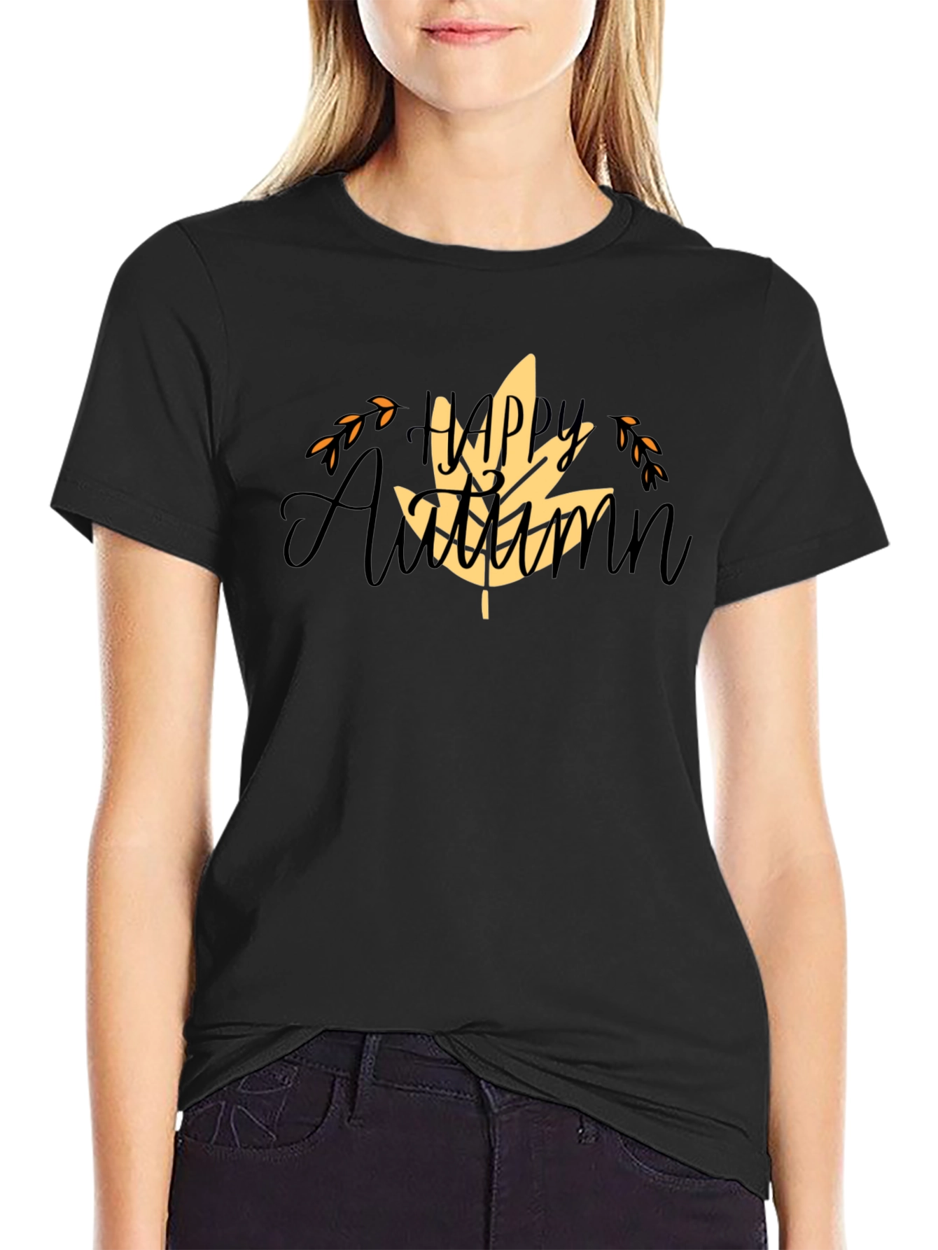 Happy Autumn Black T-Shirt