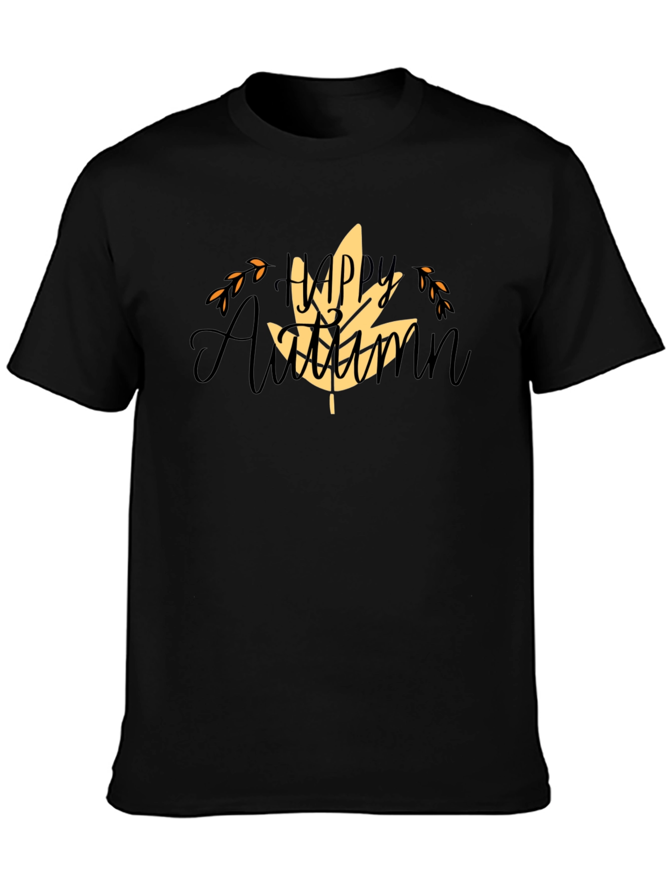 Happy Autumn Black T-Shirt