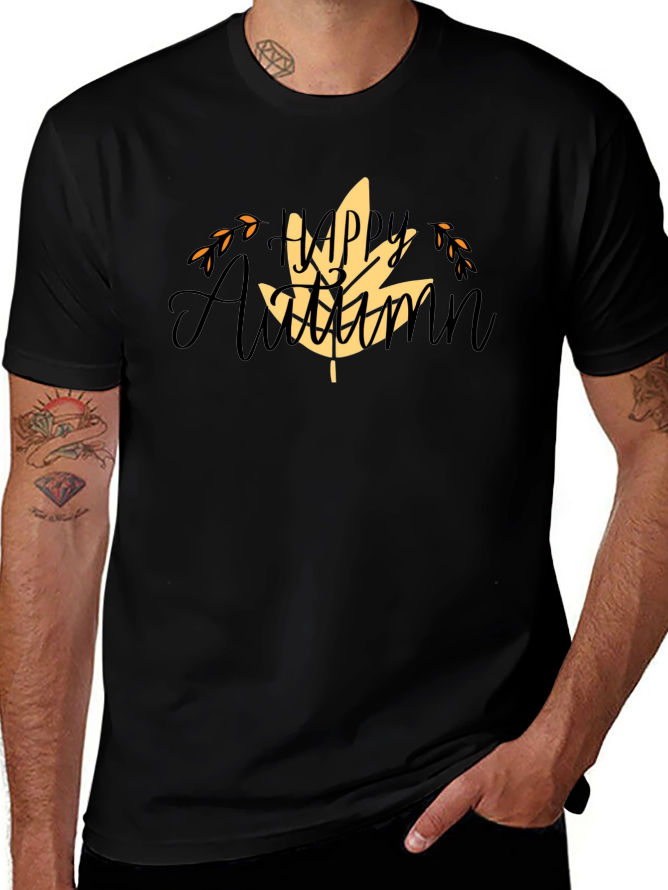Happy Autumn Black T-Shirt
