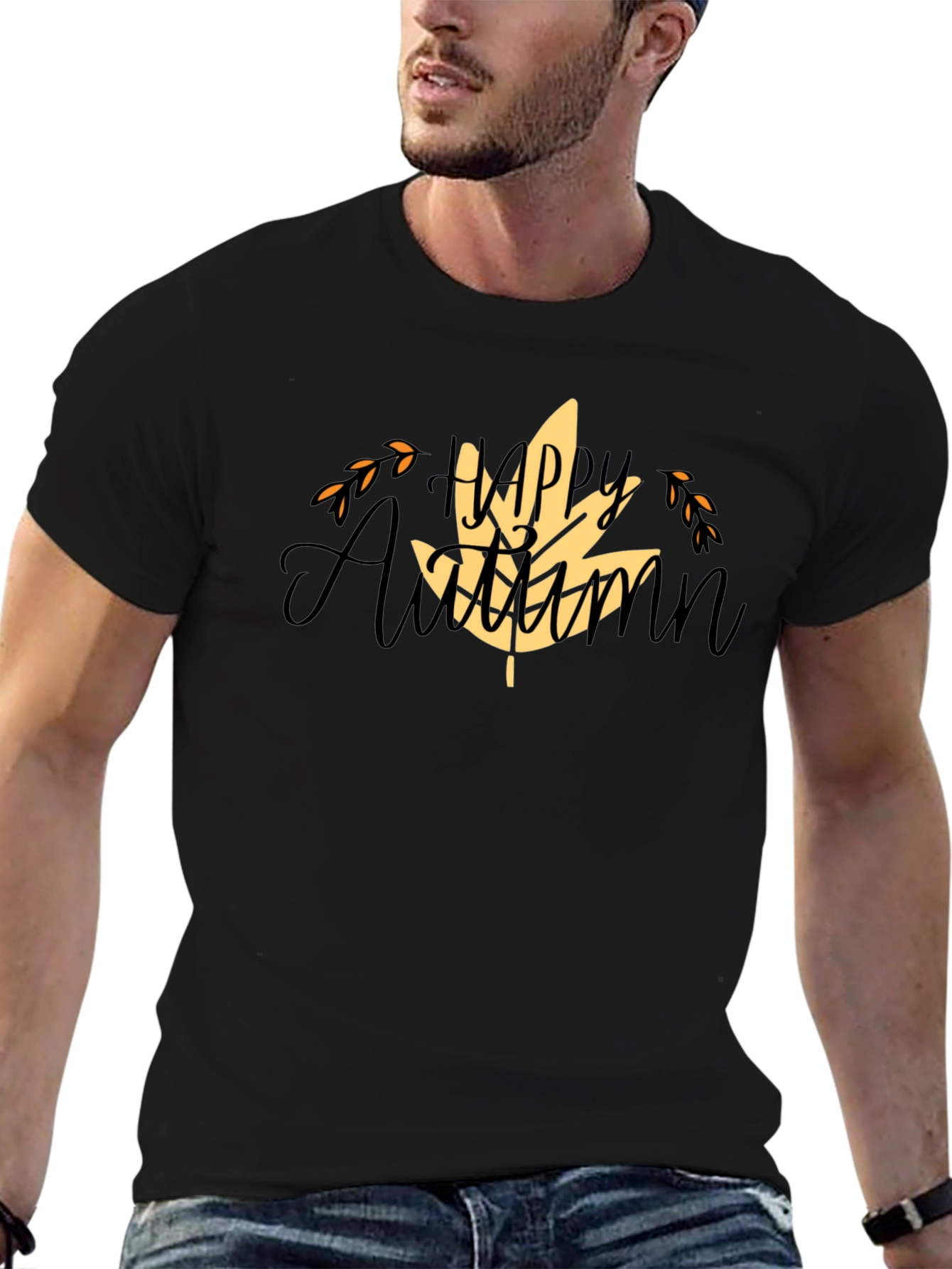 Happy Autumn Black T-Shirt