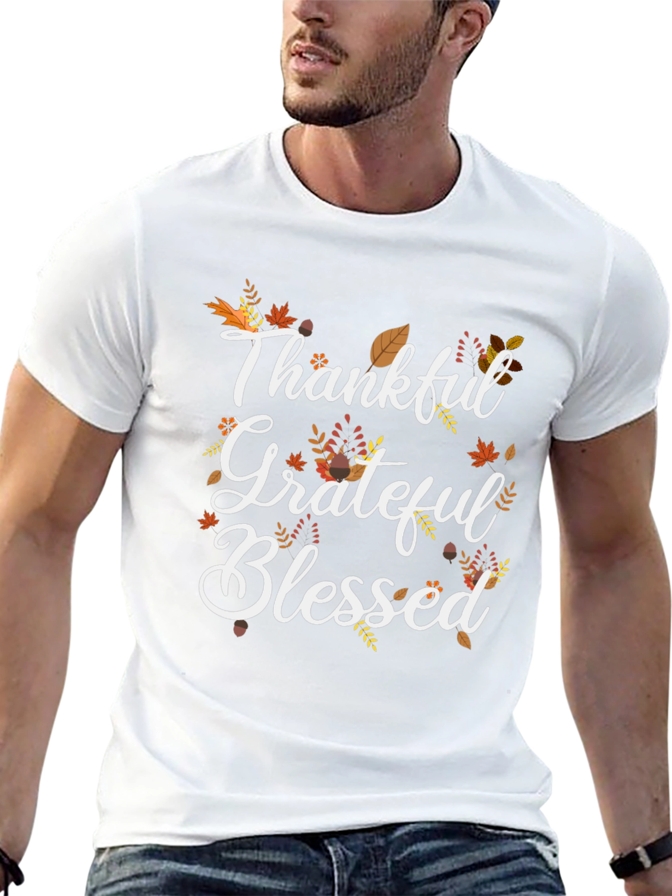 Thankful Grateful Blessed T-Shirt Fall Thanksgiving Tee
