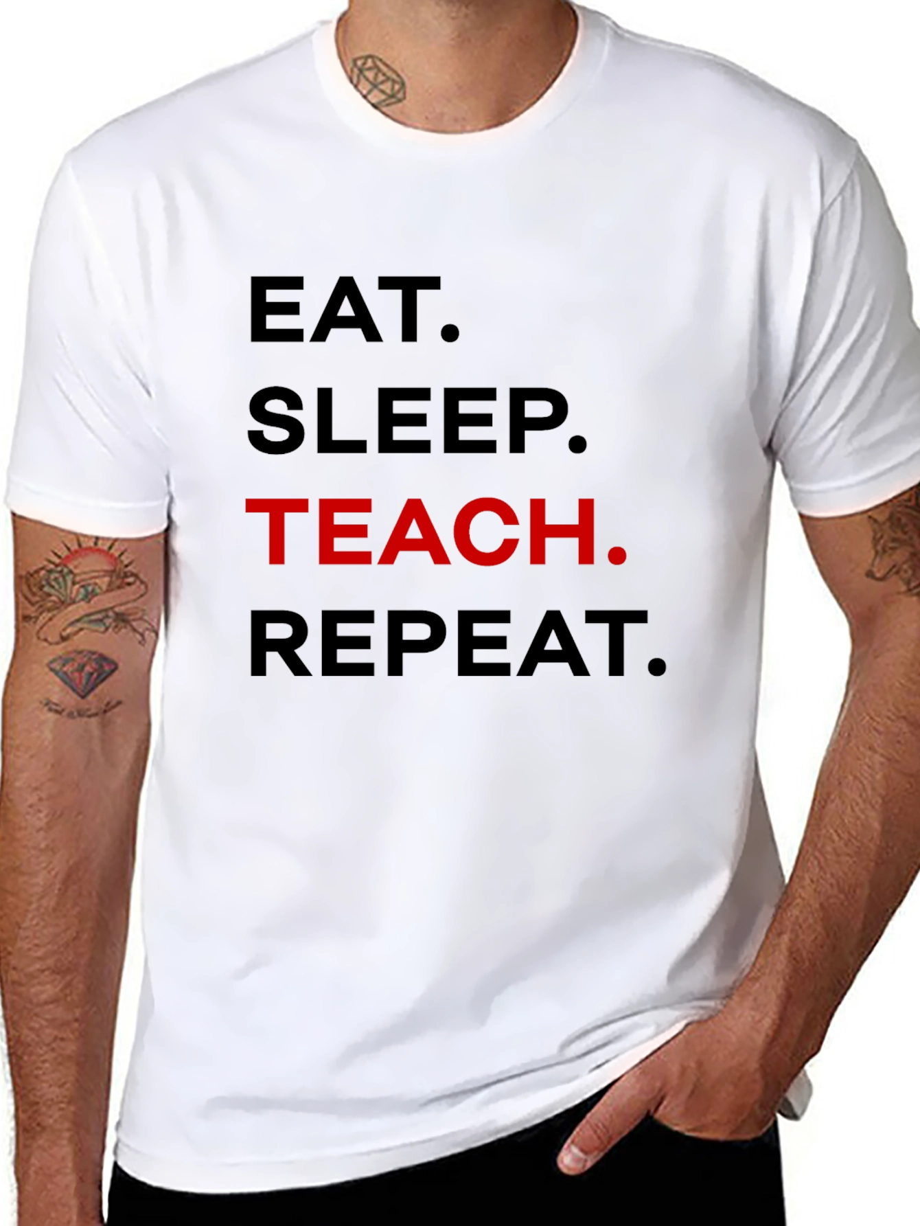 Eat Sleep Teach Repeat Black T-Shirt