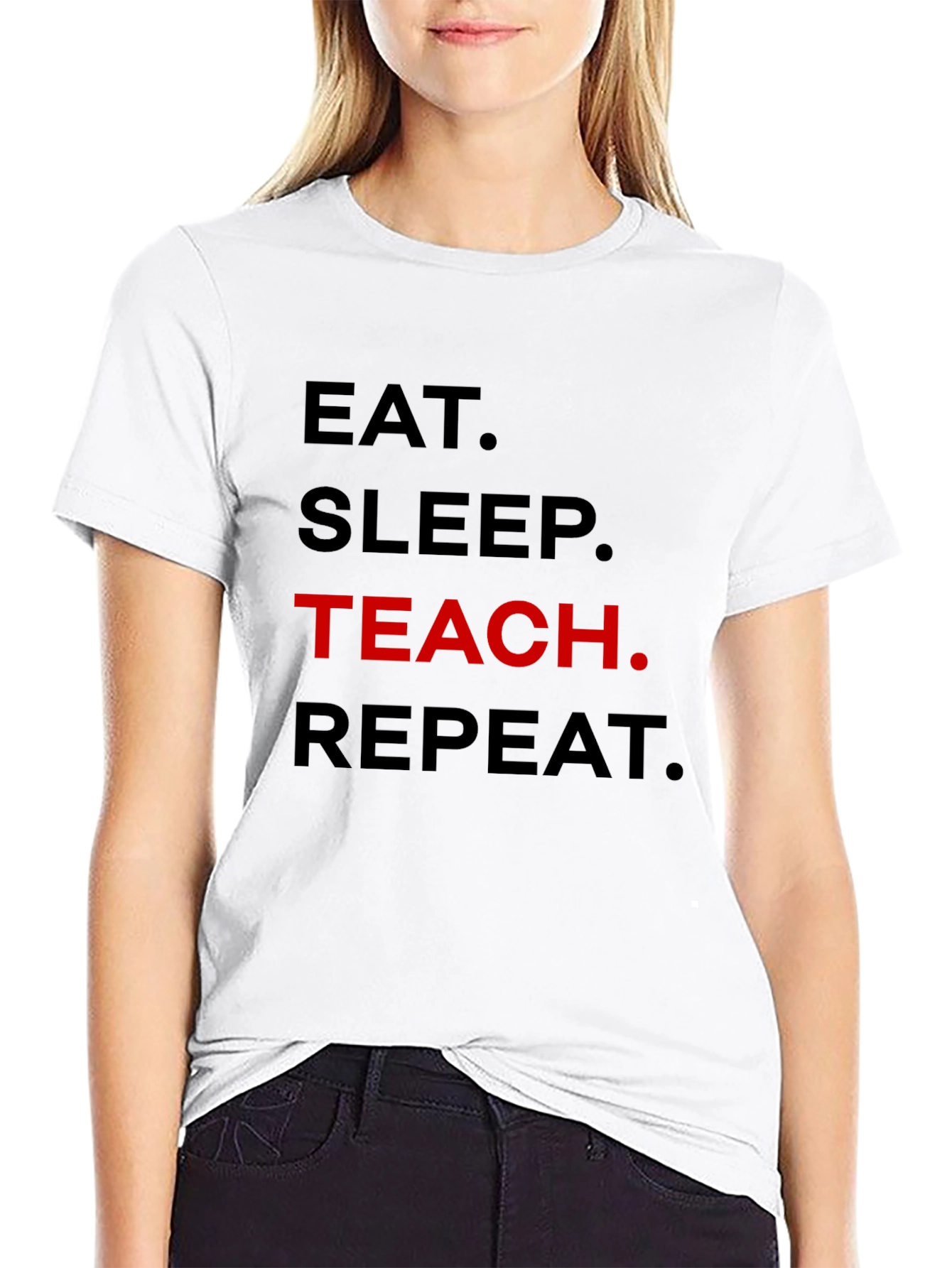 Eat Sleep Teach Repeat Black T-Shirt