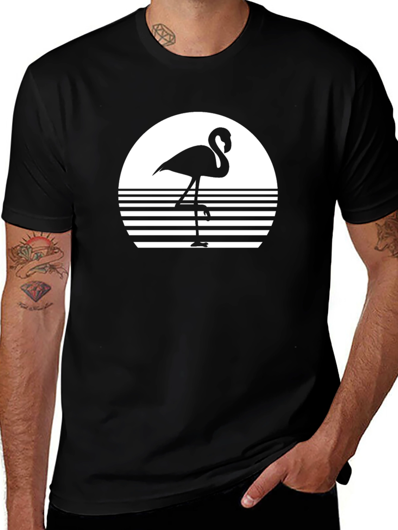 Retro Flamingo T-Shirt - Black Graphic Tee