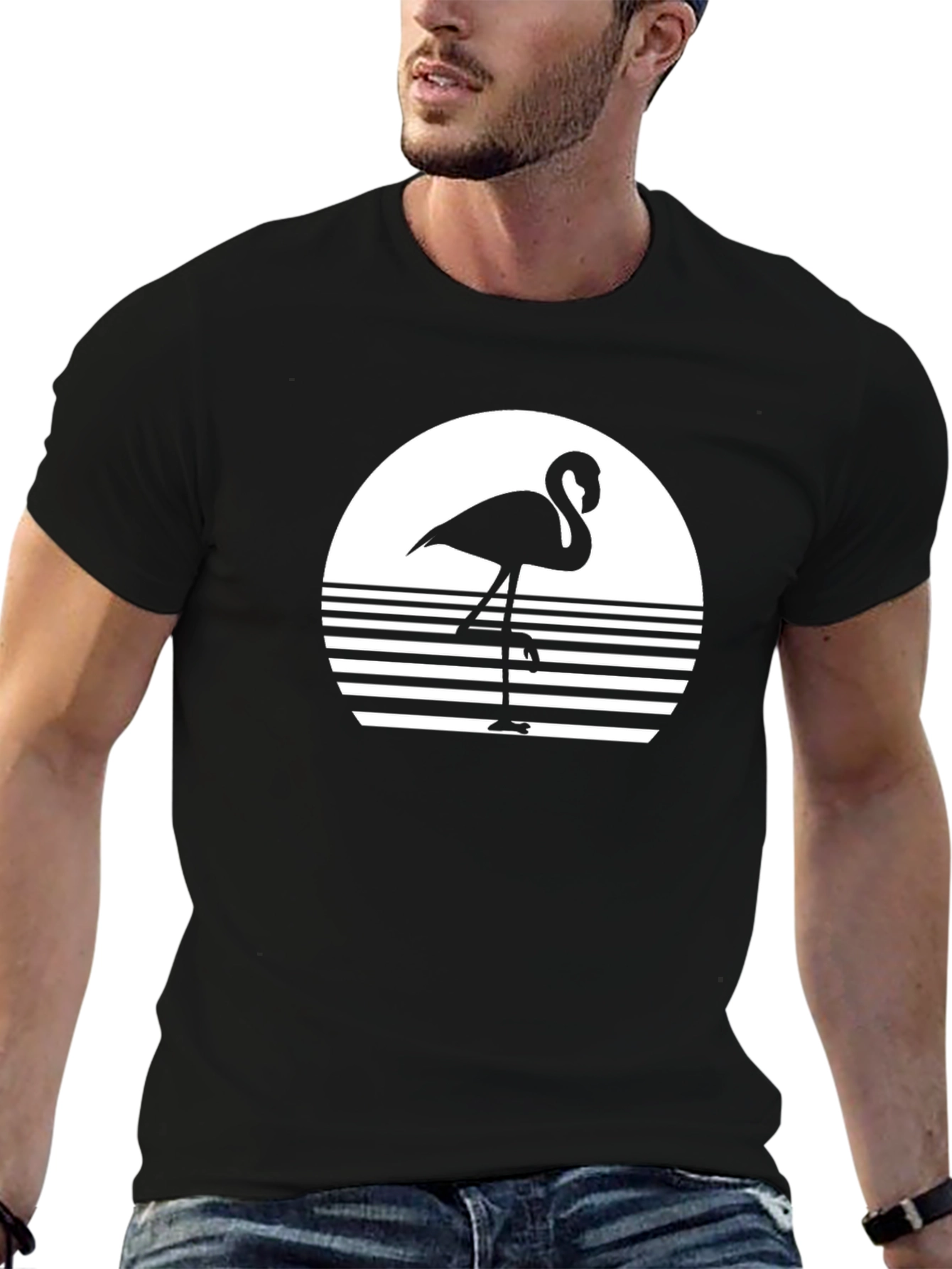 Retro Flamingo T-Shirt - Black Graphic Tee