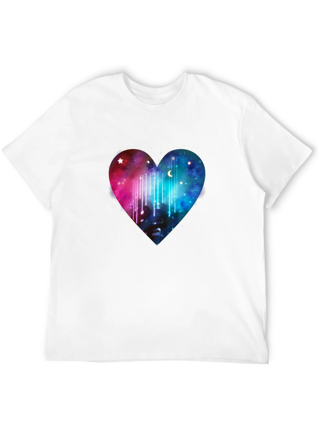 Galaxy Heart Graphic Tee - Black Cotton T-Shirt