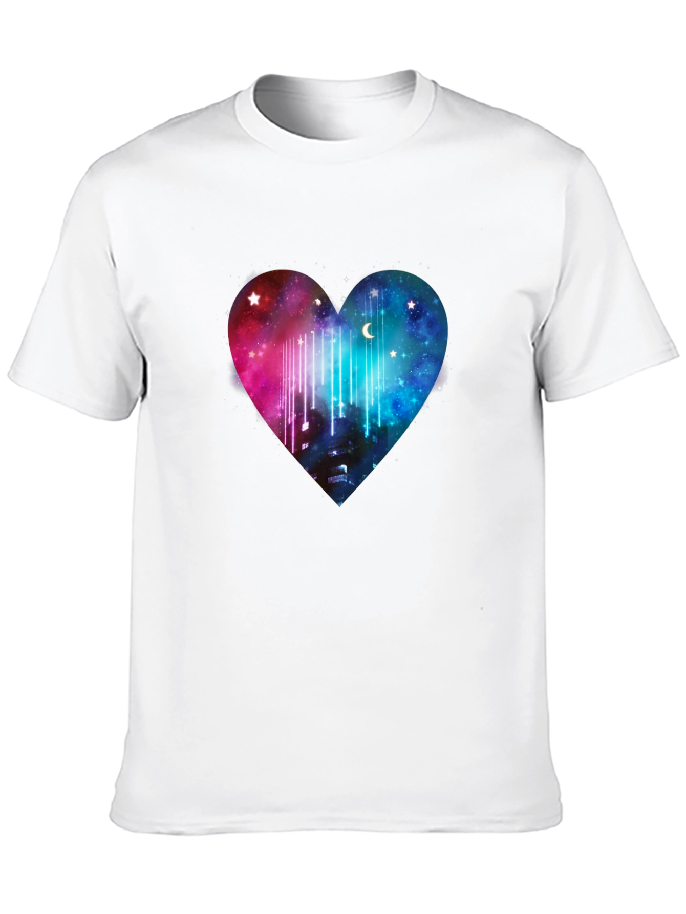 Galaxy Heart Graphic Tee - Black Cotton T-Shirt