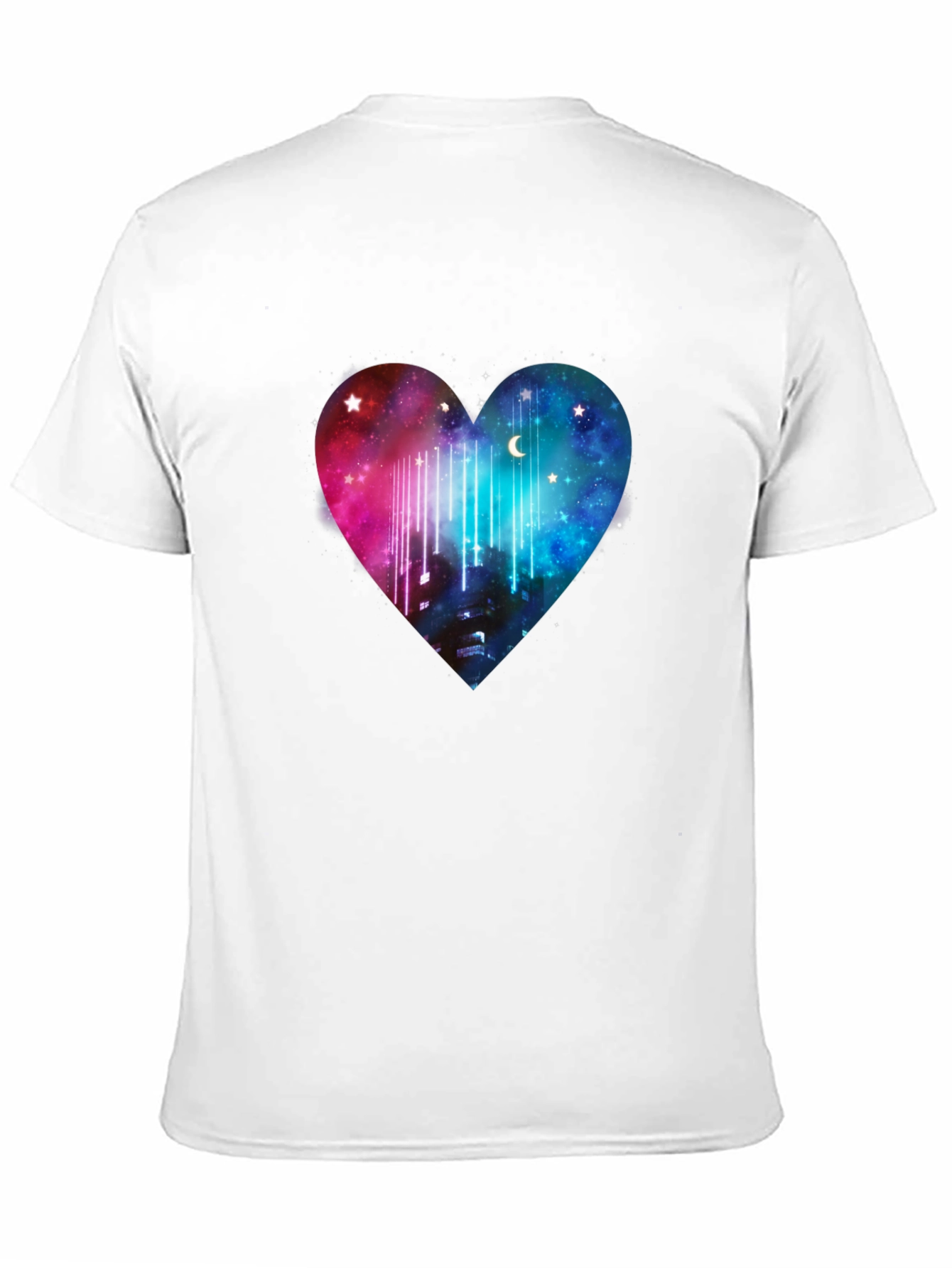 Galaxy Heart Graphic Tee - Black Cotton T-Shirt
