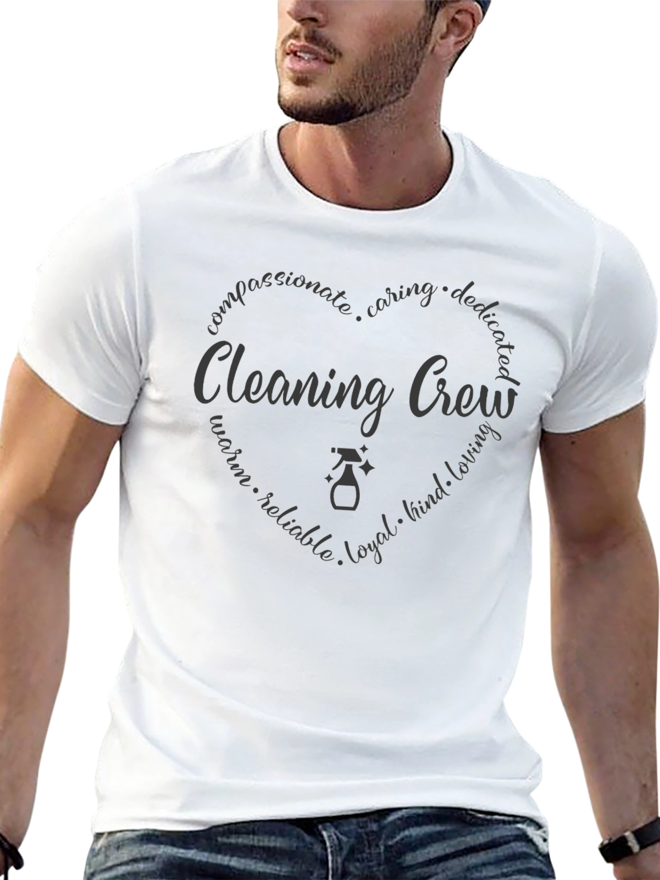 Cleaning Crew Heart Graphic Tee - Black T-Shirt