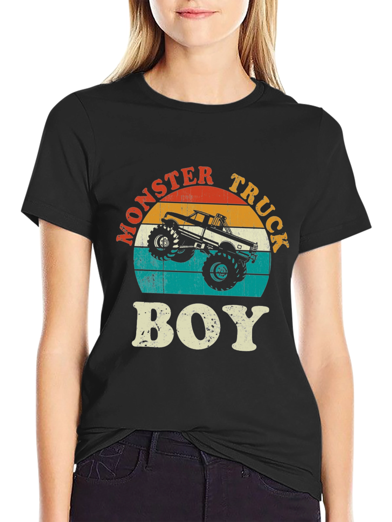 Monster Truck Boy Graphic Tee - Retro Design