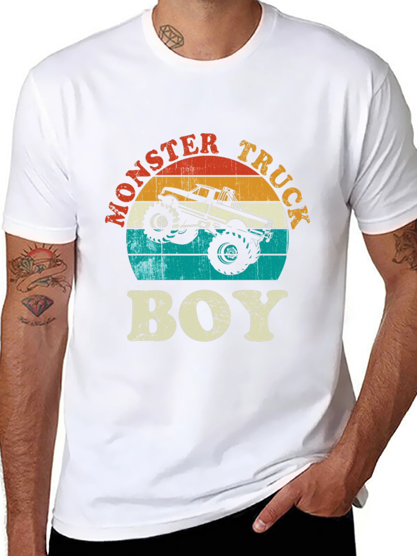 Monster Truck Boy Graphic Tee - Retro Design