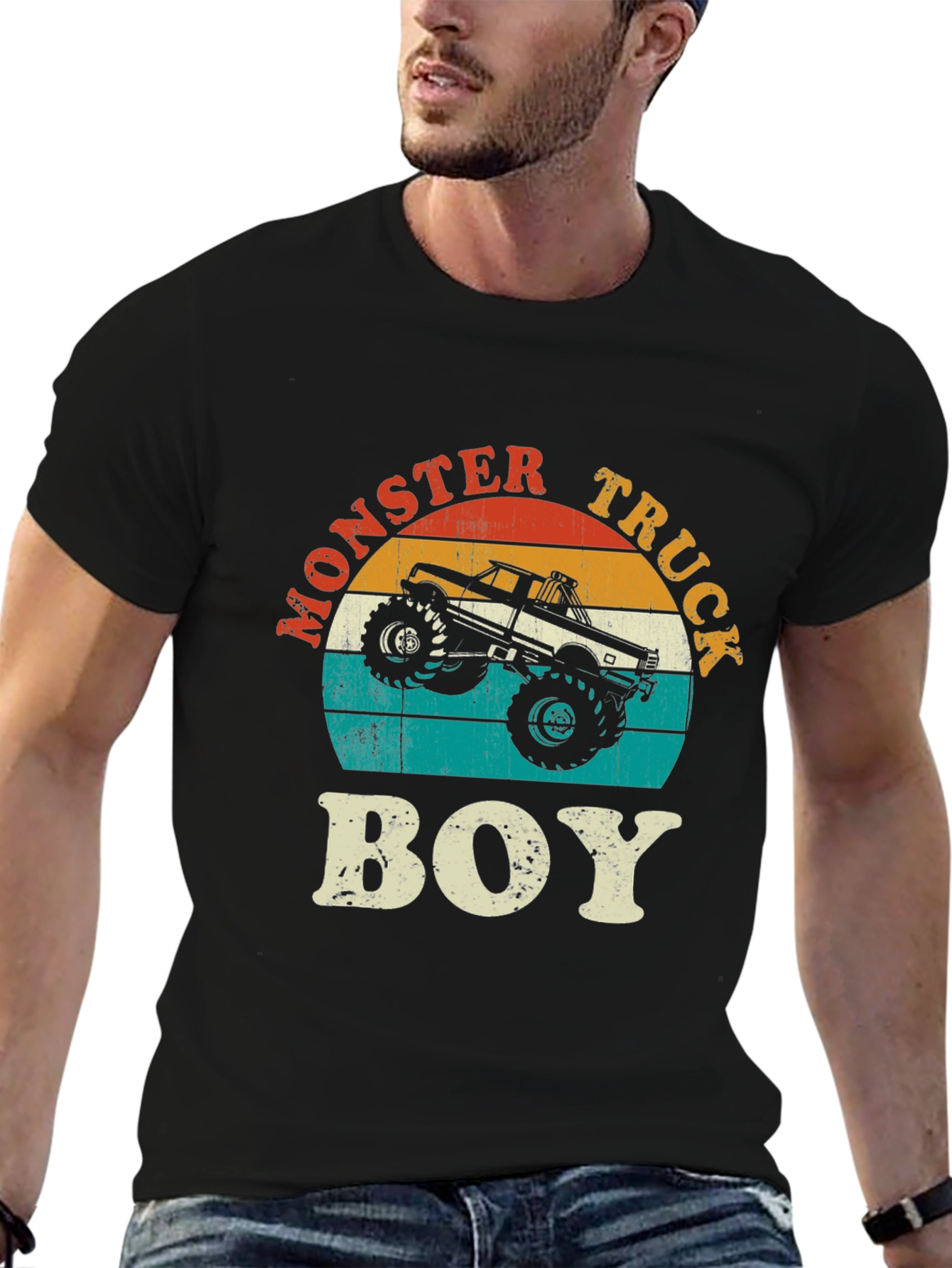 Monster Truck Boy Graphic Tee - Retro Design