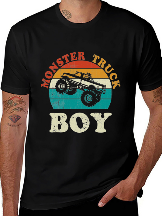 Monster Truck Boy Graphic Tee - Retro Design