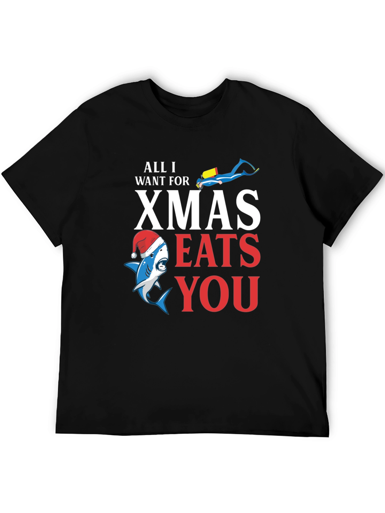 Funny Christmas Shark Eats You T-Shirt