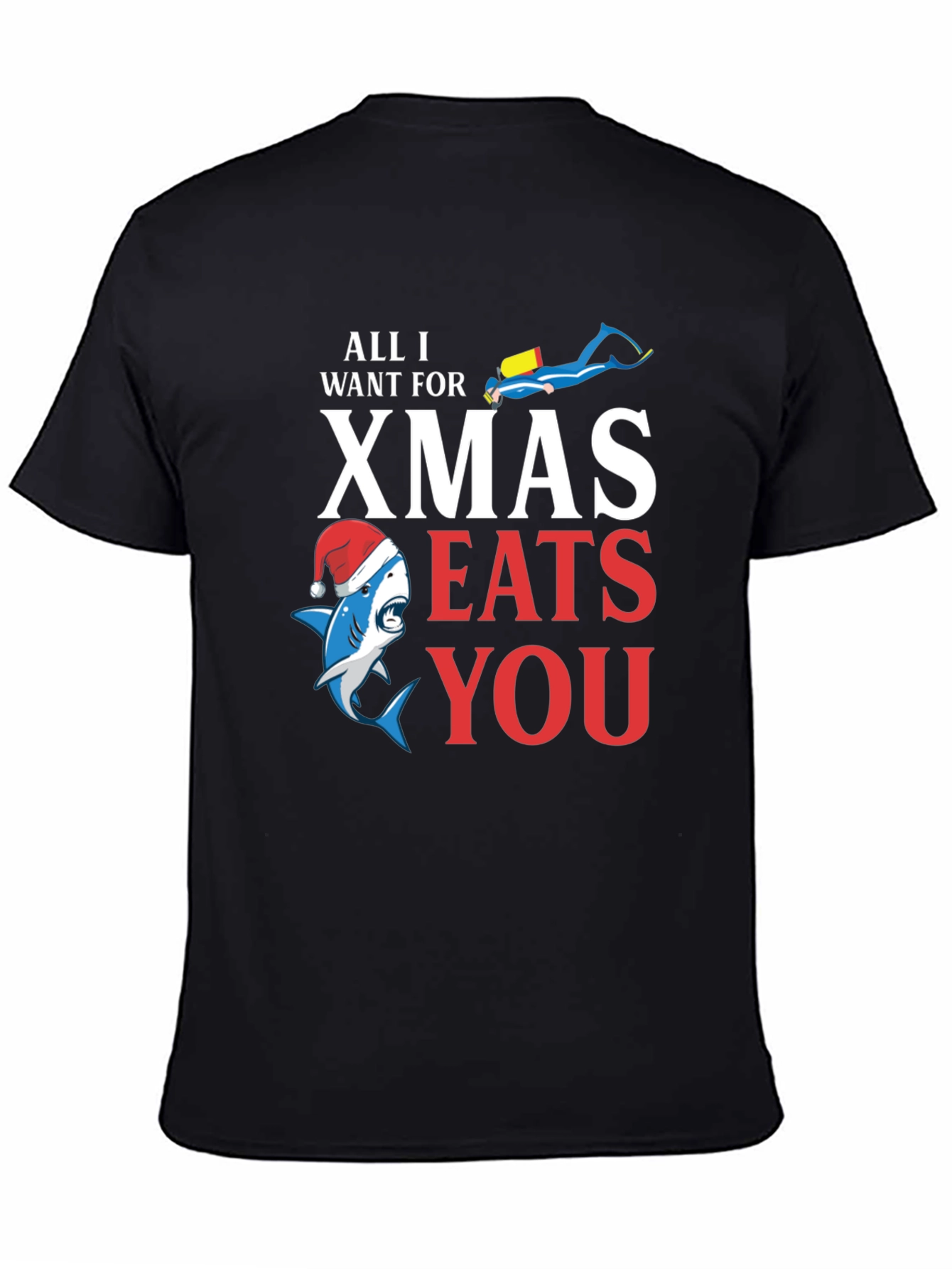 Funny Christmas Shark Eats You T-Shirt