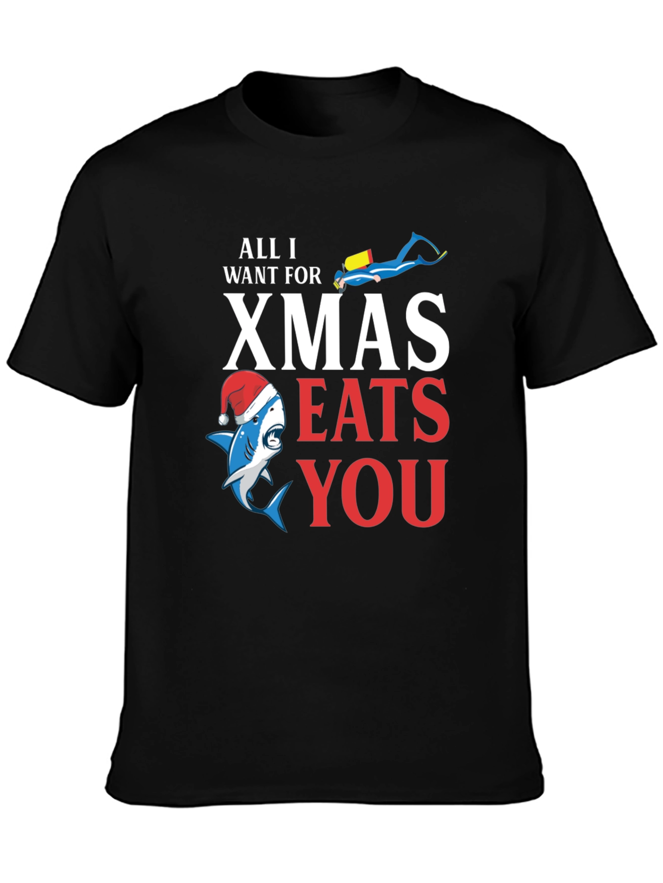 Funny Christmas Shark Eats You T-Shirt