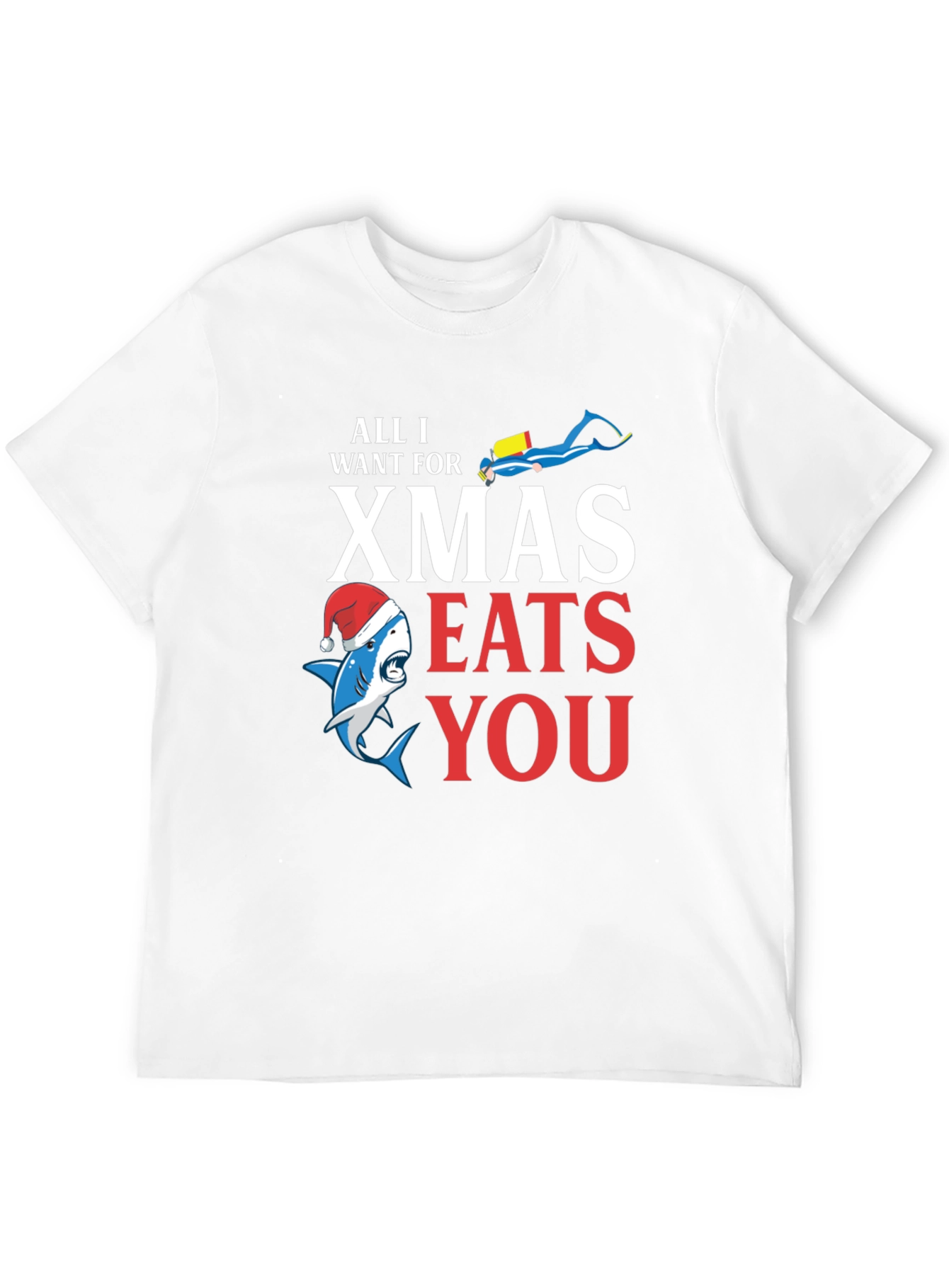 Funny Christmas Shark Eats You T-Shirt