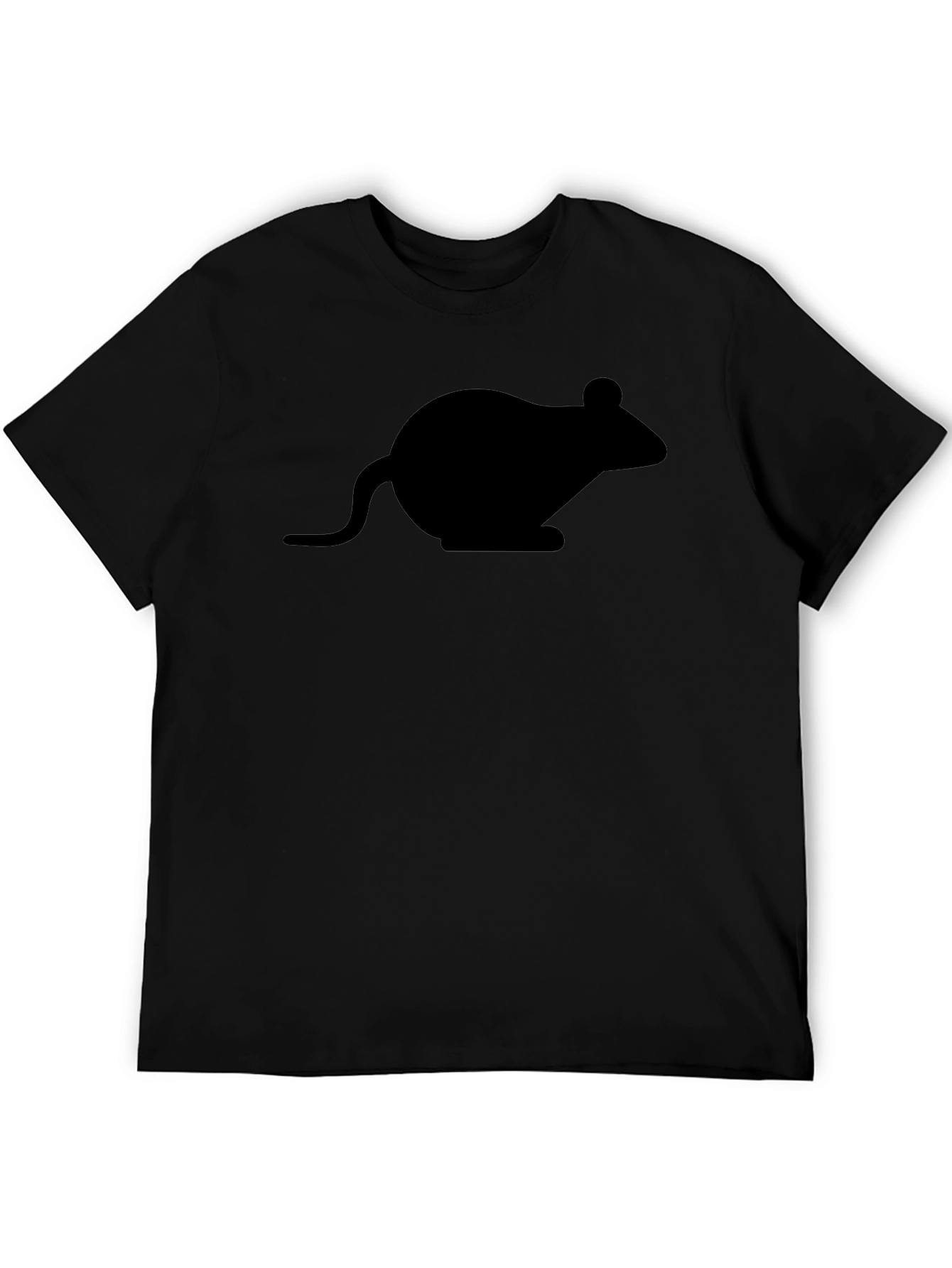 Black T-Shirt with Mouse Graphic - Unisex Casual Wear