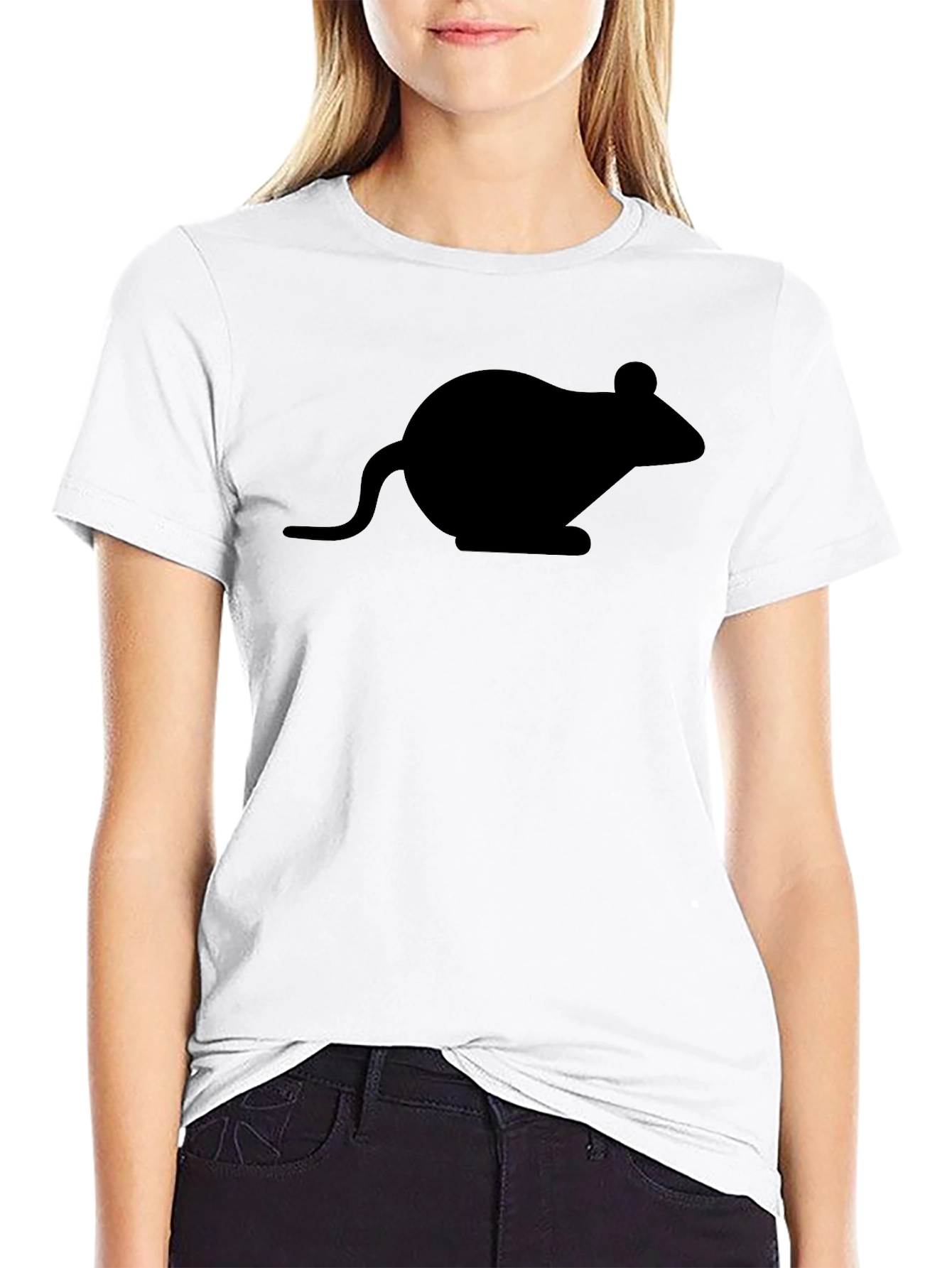 Black T-Shirt with Mouse Graphic - Unisex Casual Wear