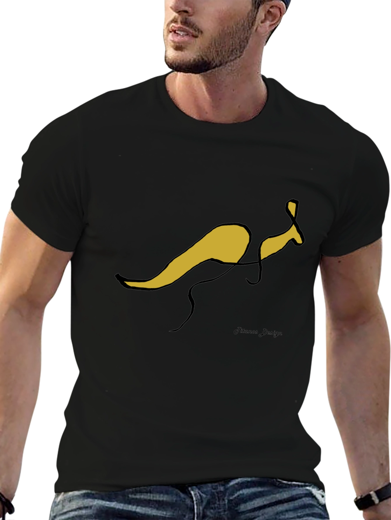 Abstract Kangaroo Black T-Shirt