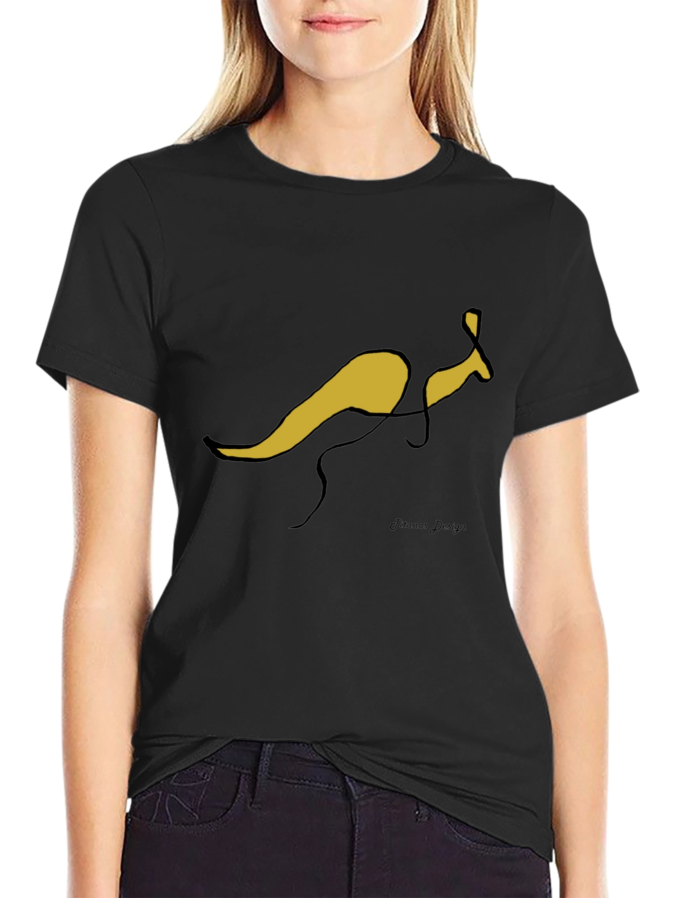 Abstract Kangaroo Black T-Shirt