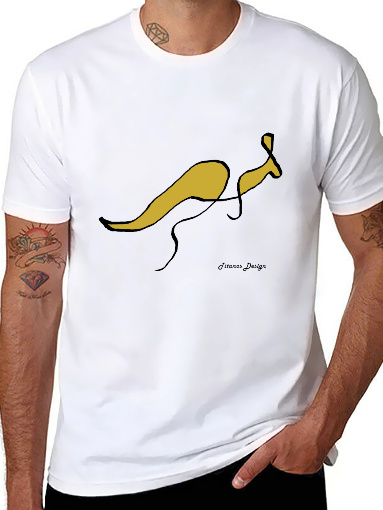 Abstract Kangaroo Black T-Shirt