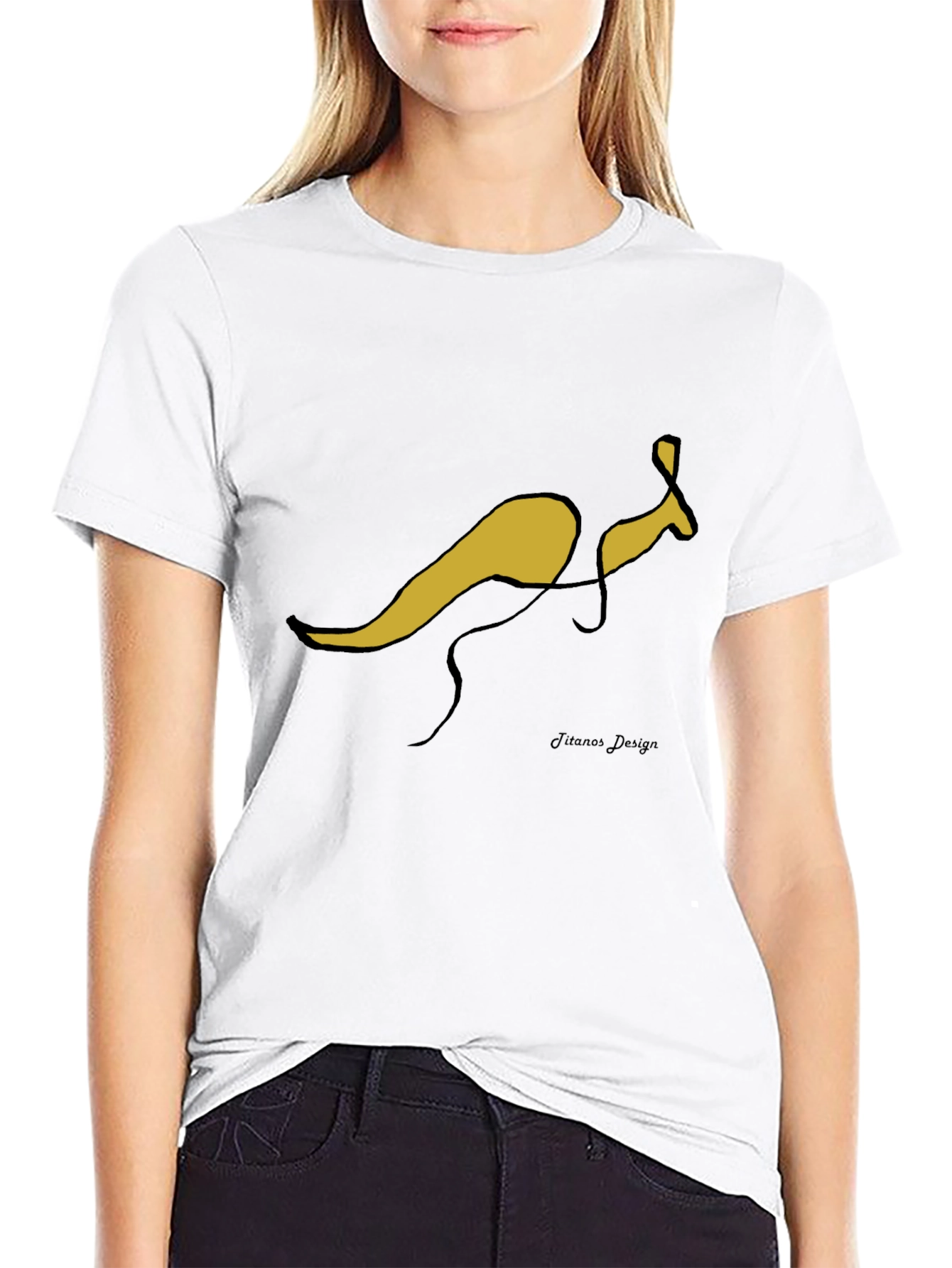 Abstract Kangaroo Black T-Shirt