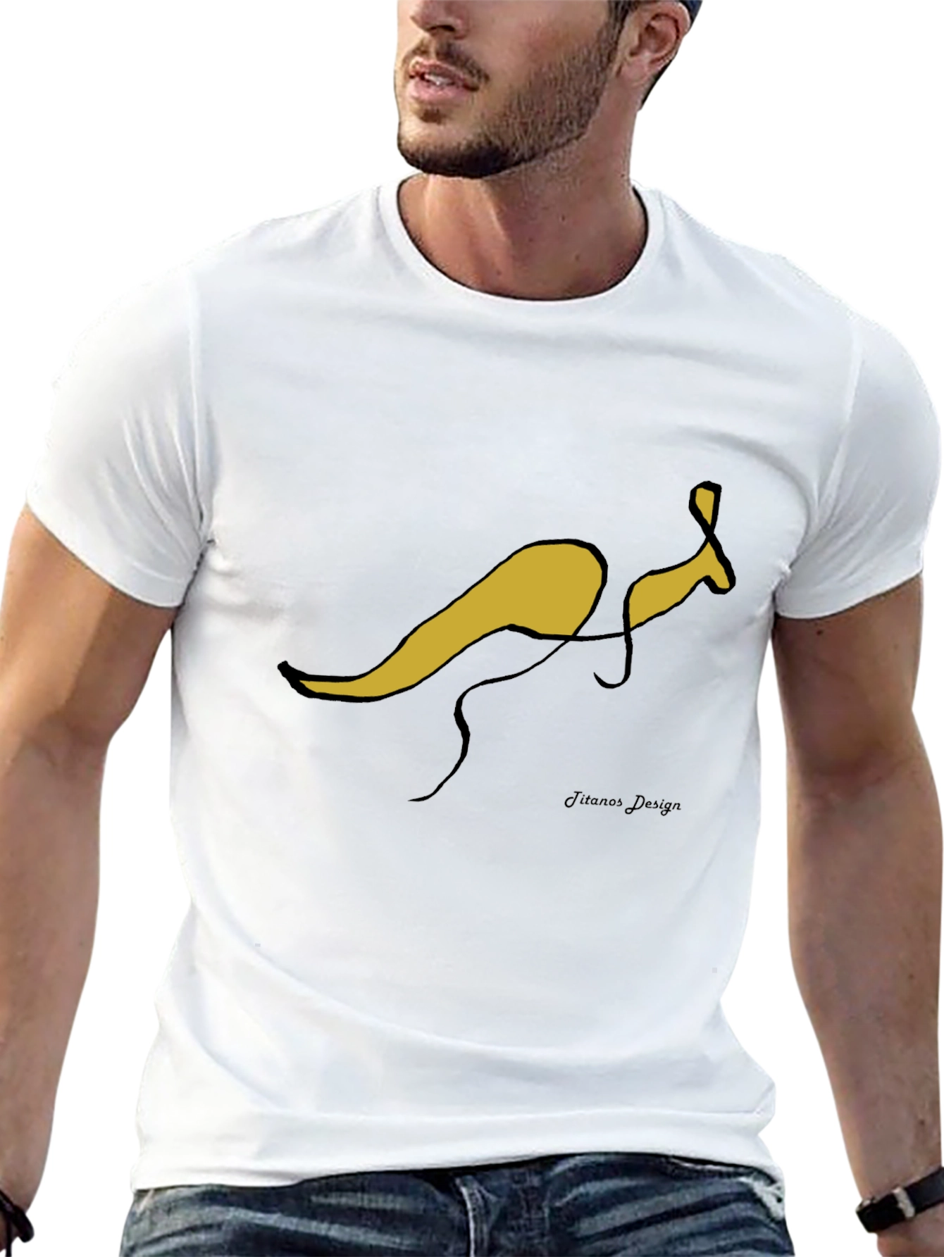 Abstract Kangaroo Black T-Shirt