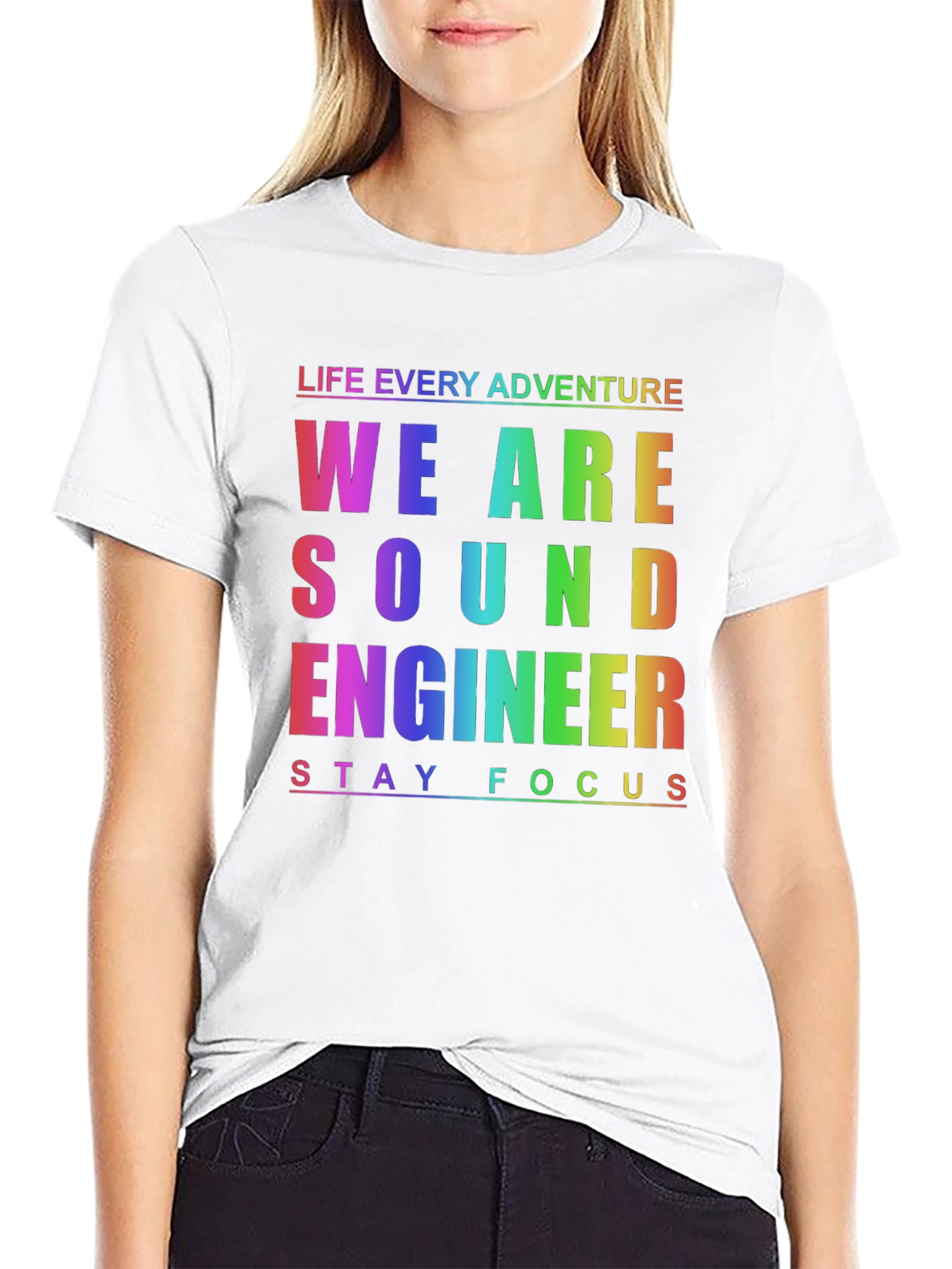 Sound Engineer Rainbow T-Shirt - Stay Focused!