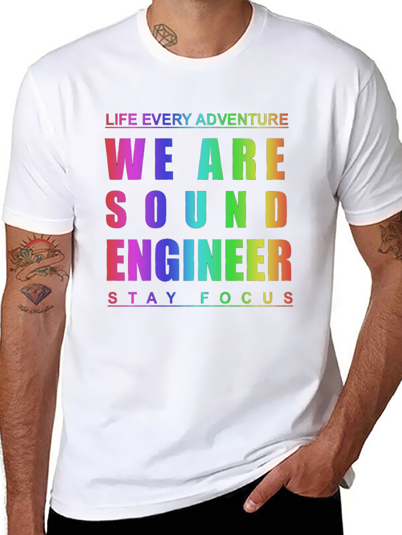 Sound Engineer Rainbow T-Shirt - Stay Focused!