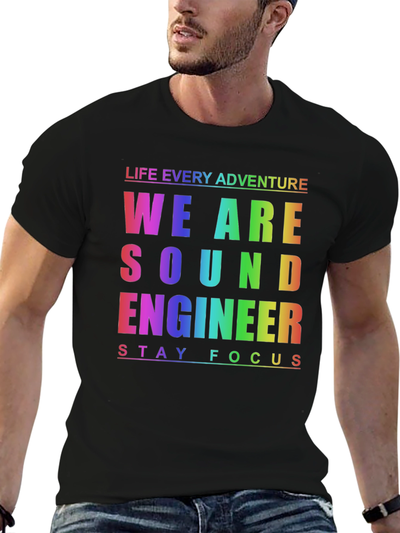 Sound Engineer Rainbow T-Shirt - Stay Focused!