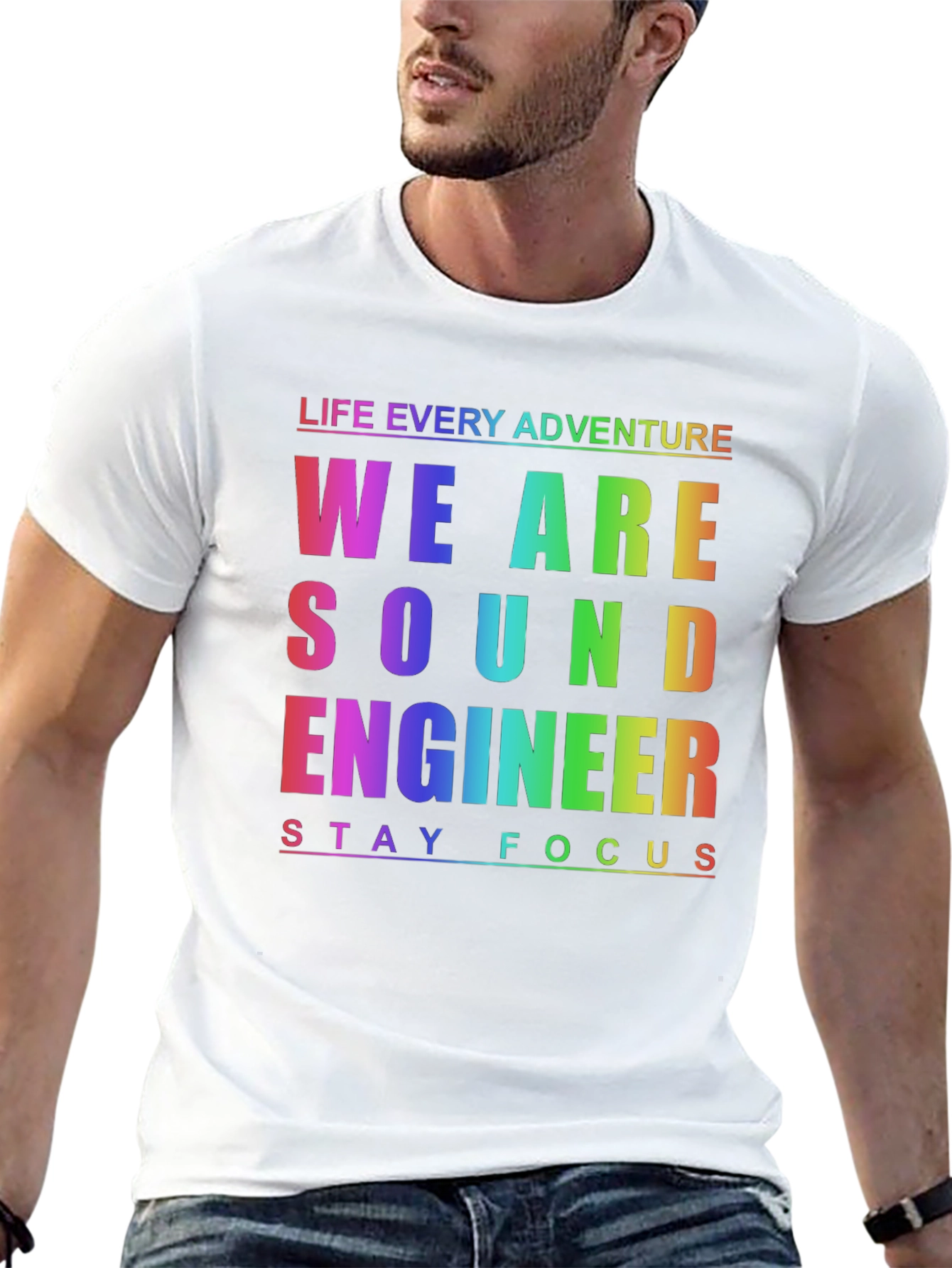 Sound Engineer Rainbow T-Shirt - Stay Focused!