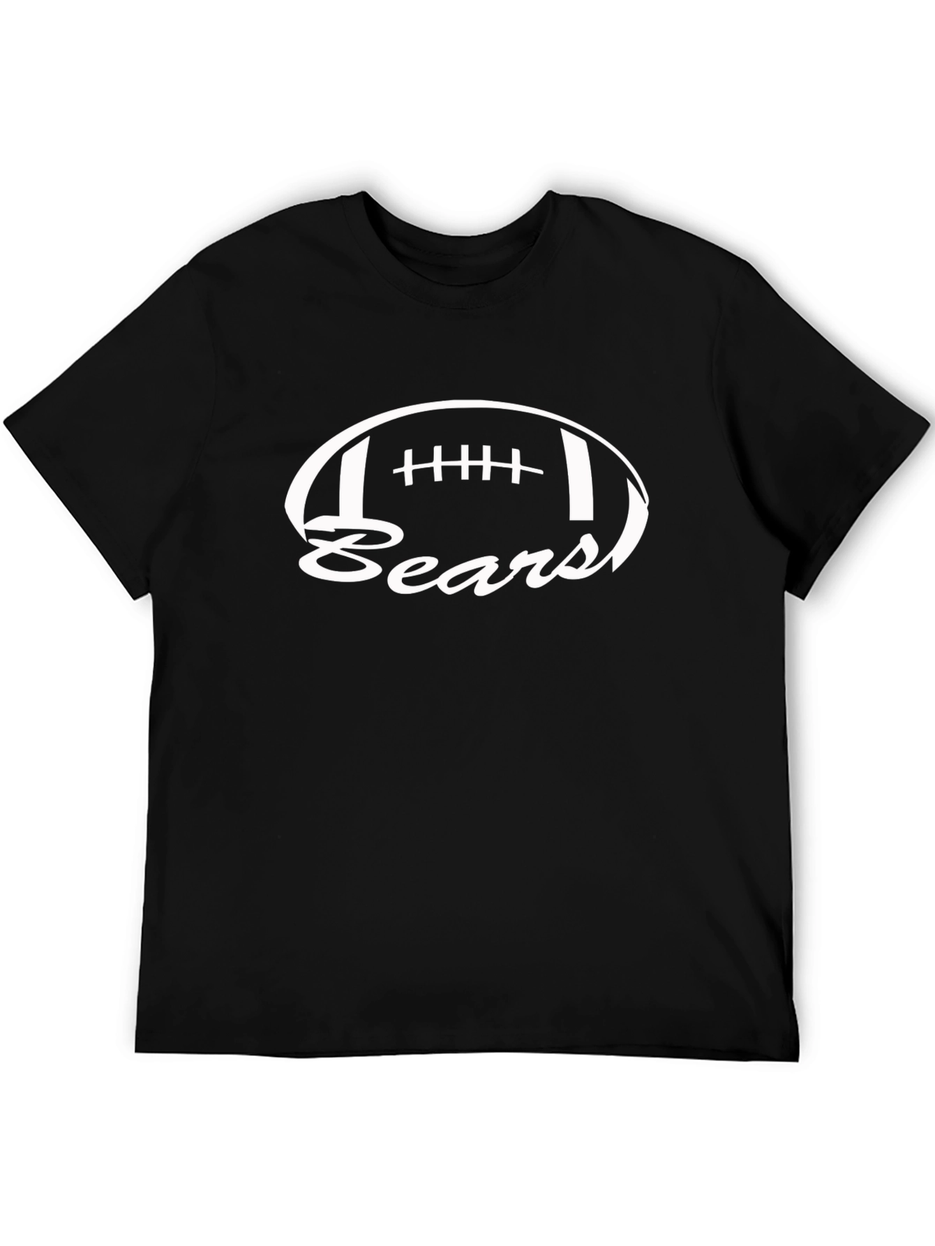 Bears Football Graphic Tee - Black Cotton T-Shirt
