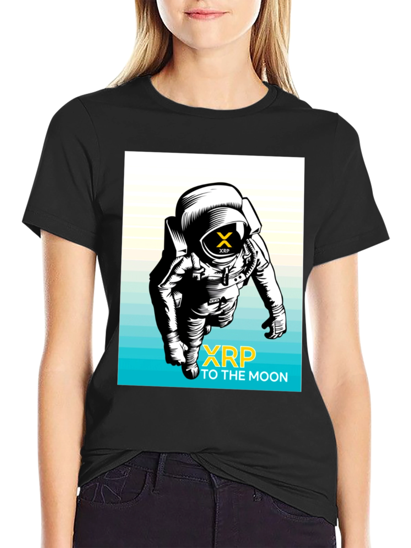 XRP to the Moon Black T-Shirt