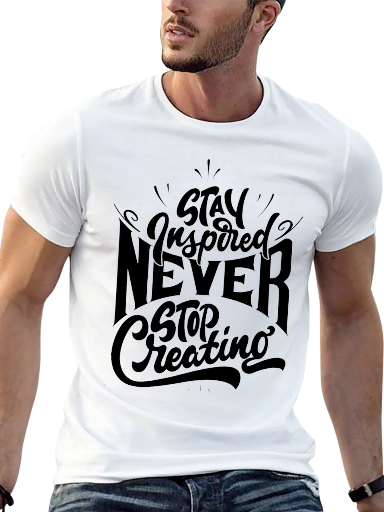 Stay Inspired Mens Graphic Tee - Black