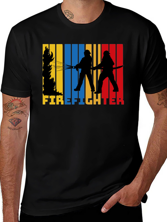 Firefighter Graphic Tee - Black Cotton T-Shirt
