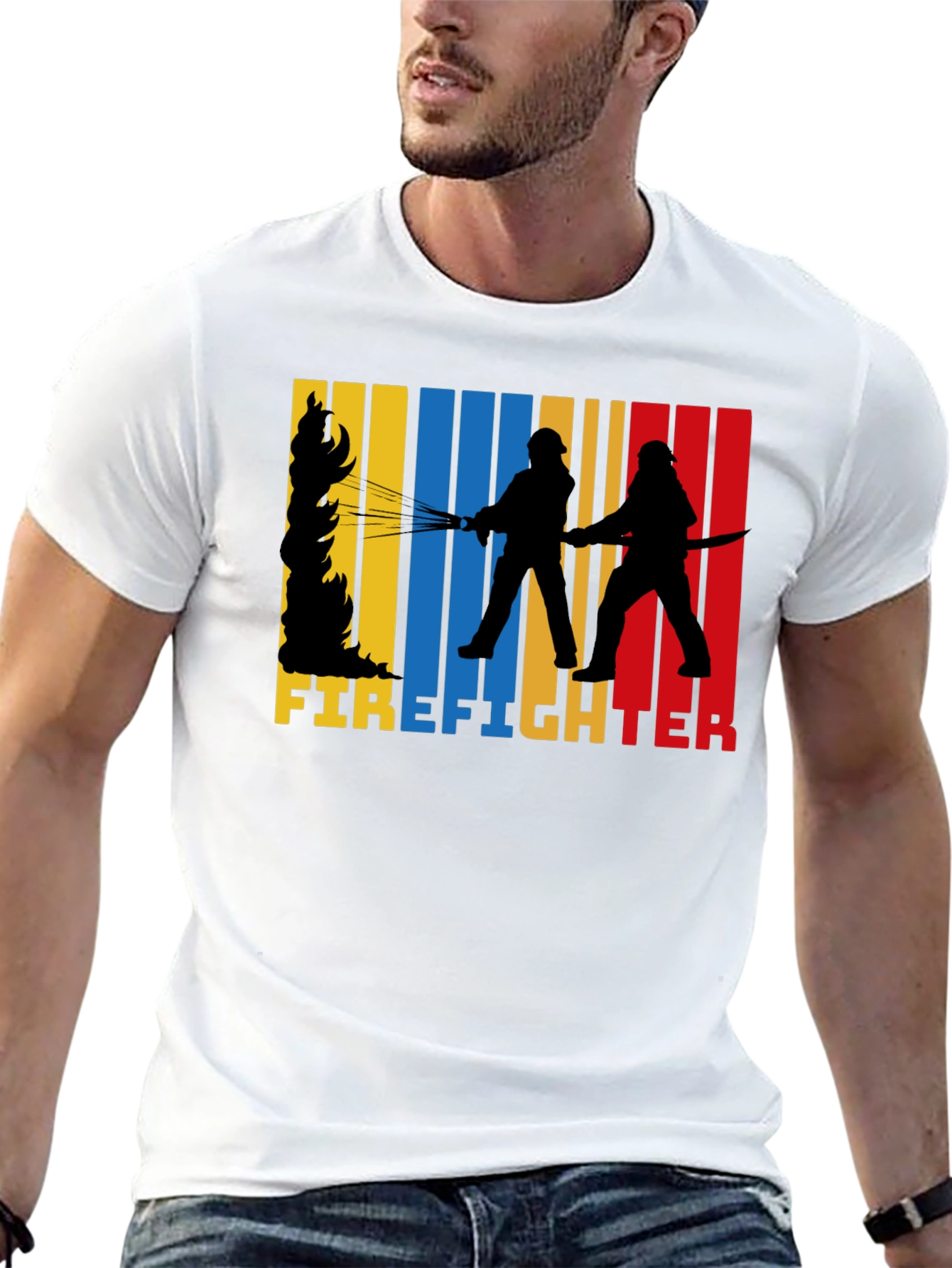 Firefighter Graphic Tee - Black Cotton T-Shirt