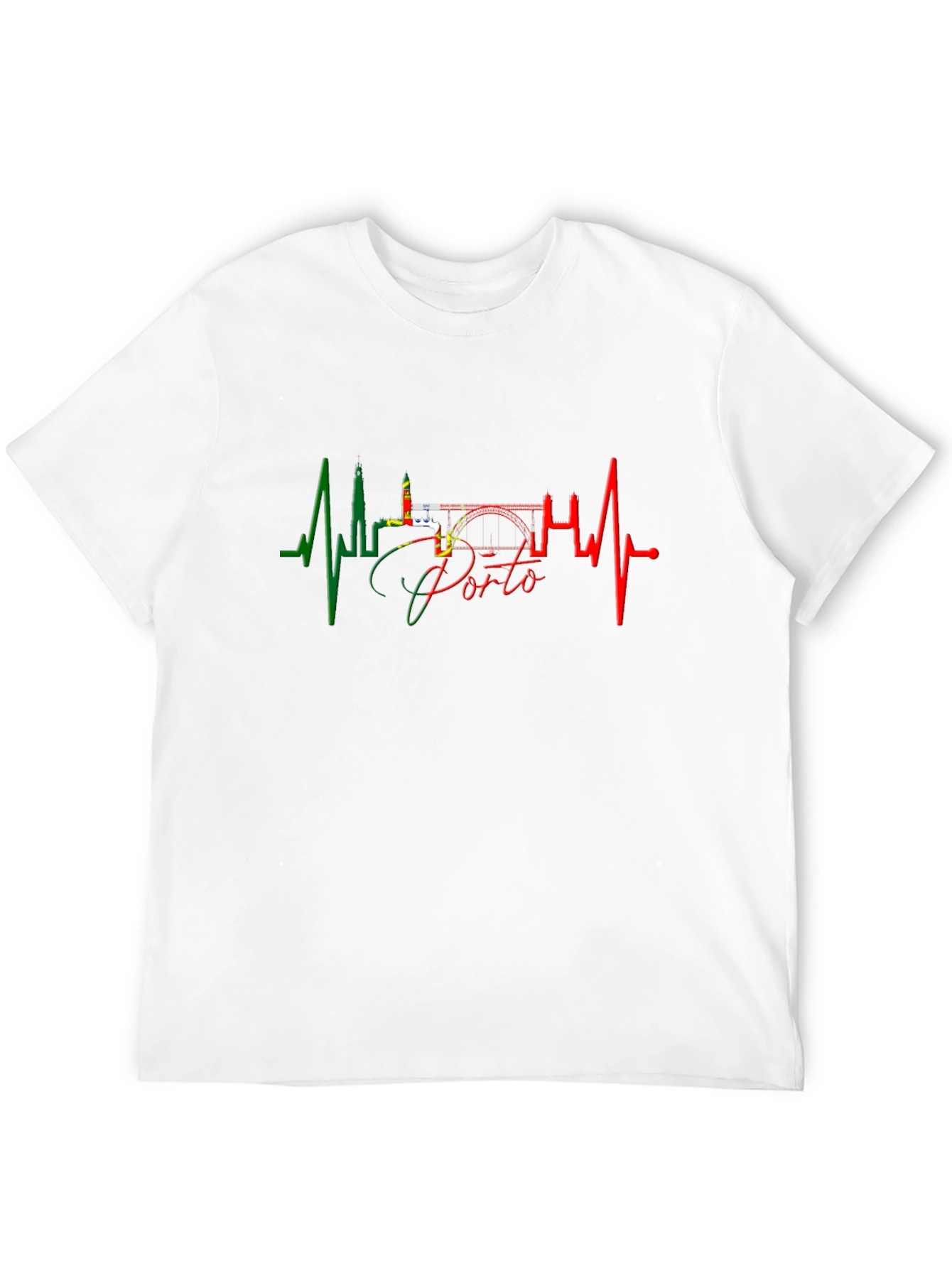 Porto Portugal Heartbeat Graphic Black T-Shirt