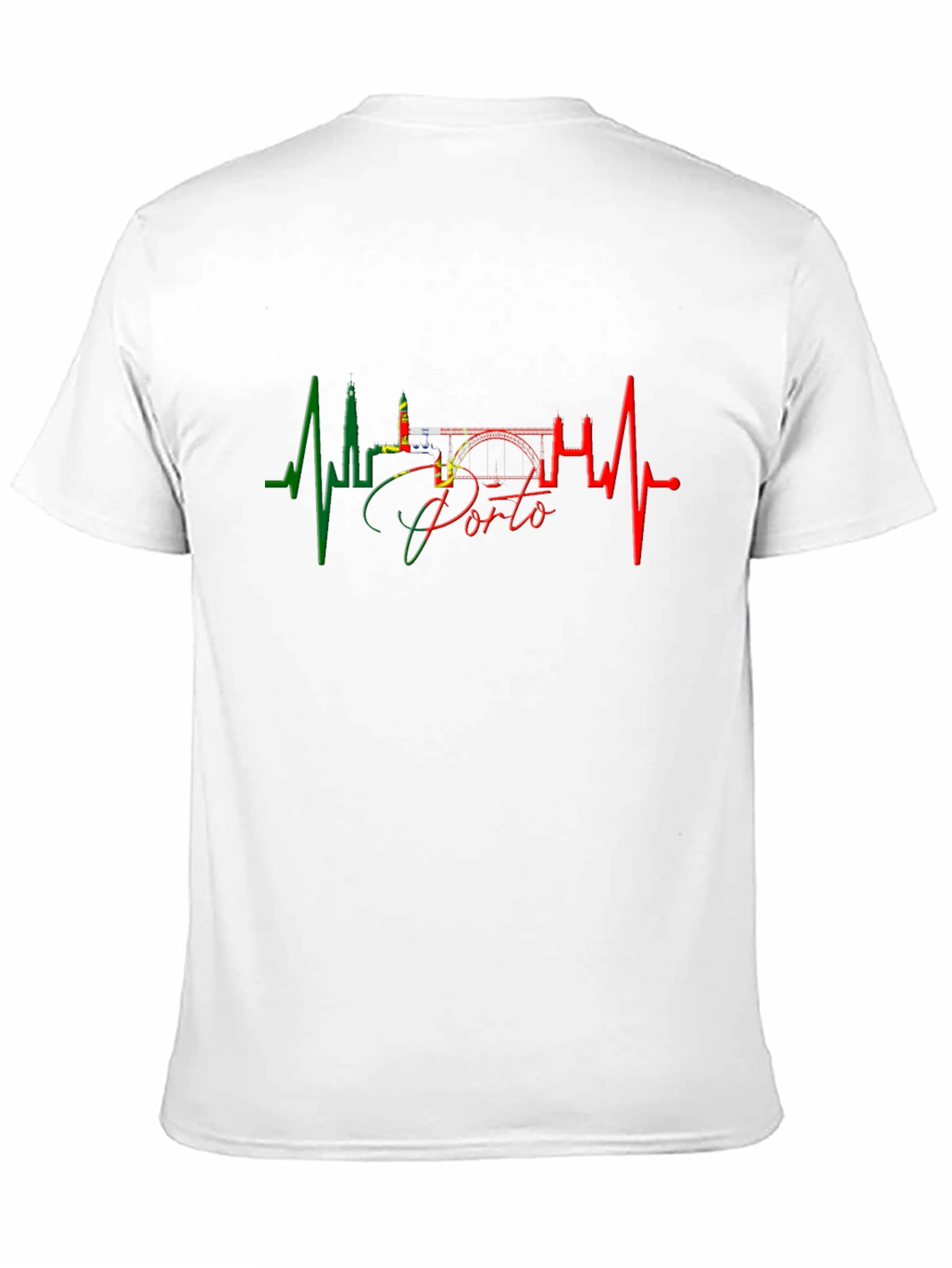 Porto Portugal Heartbeat Graphic Black T-Shirt
