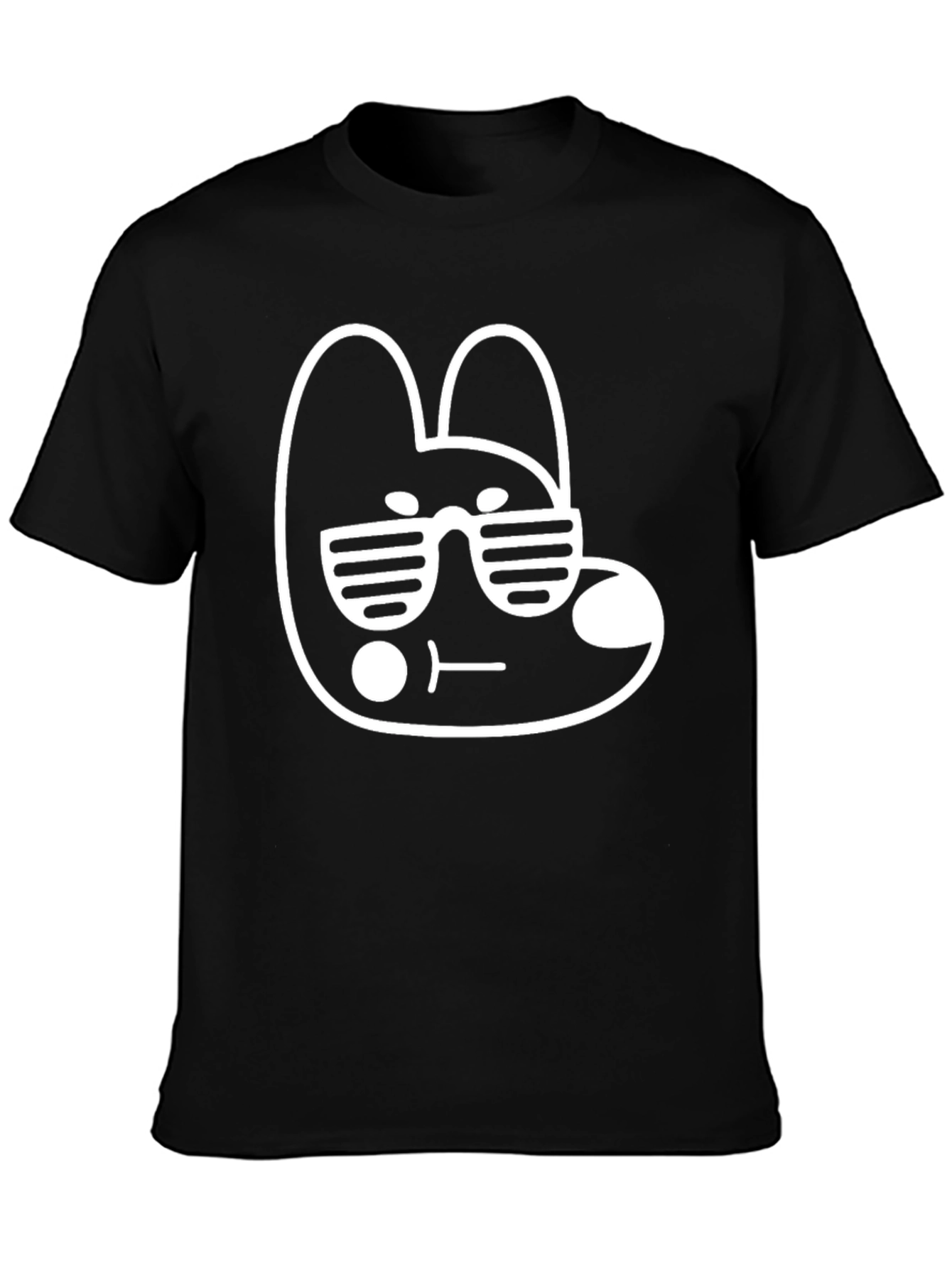 Cool Bunny Graphic Tee - Black Cotton Blend